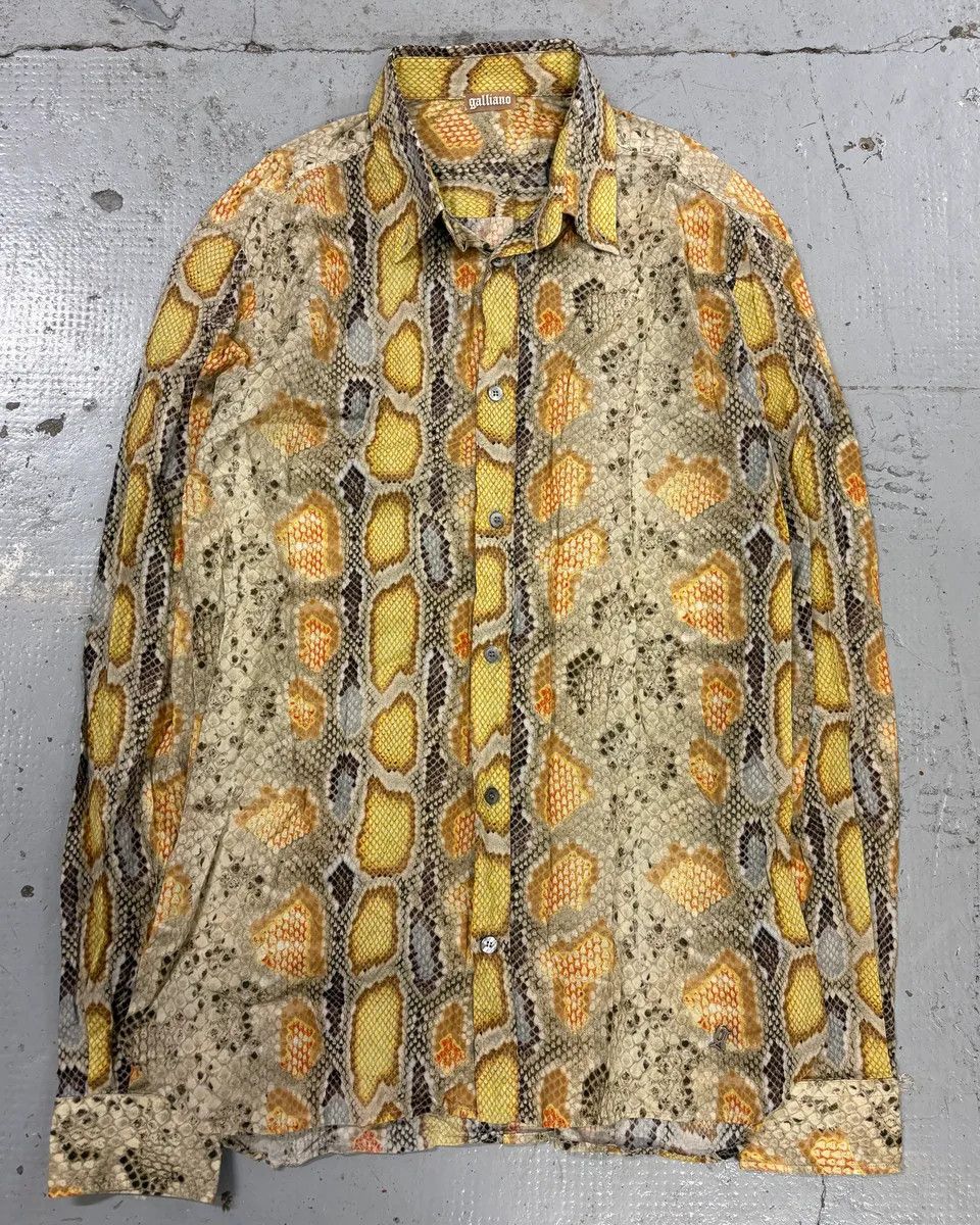John Galliano SS2012 John Galliano Yellow Python Snake Print Silk Shirt Size US S / EU 44-46 / 1 - 1 Thumbnail