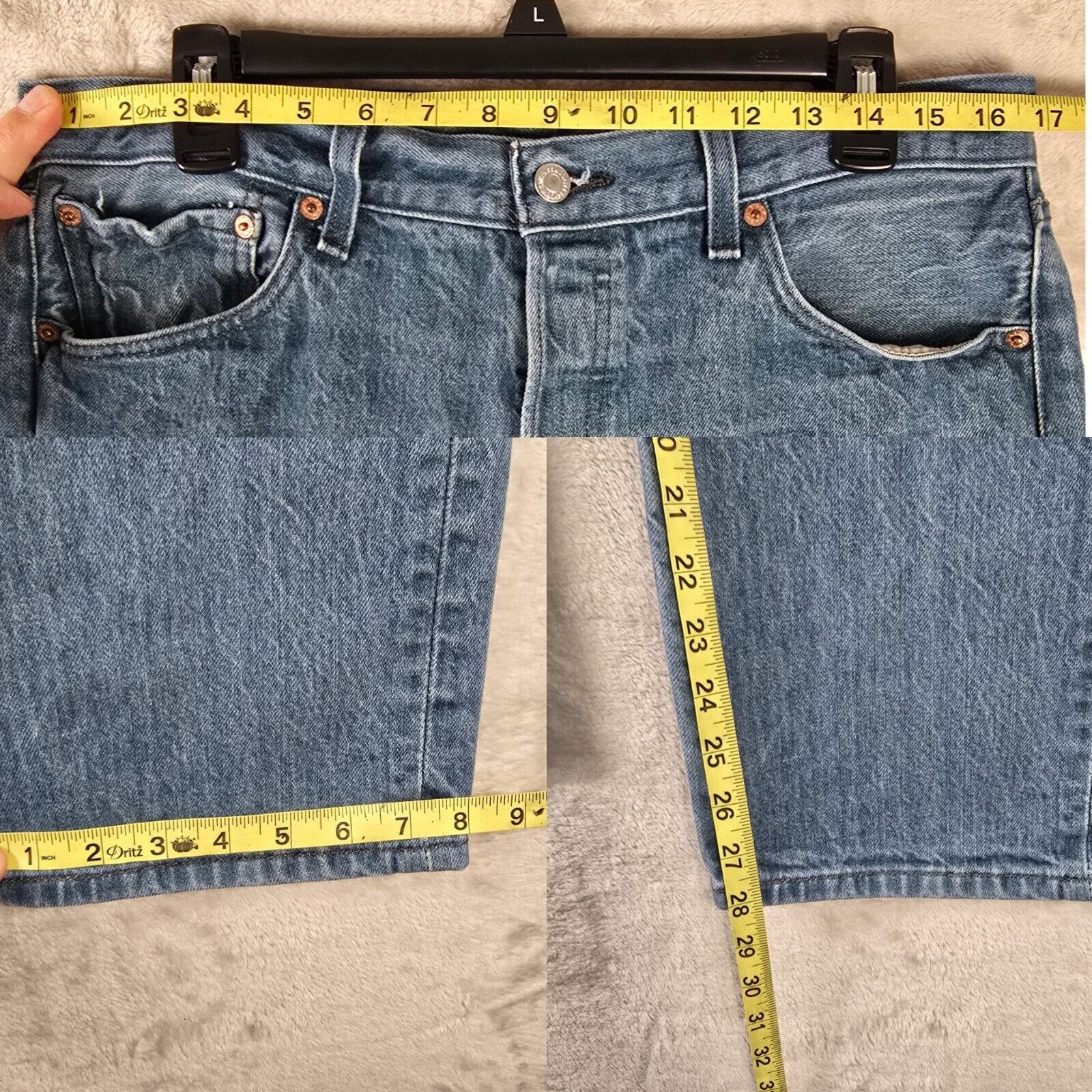 Levi's Levis 501 Denim Jeans Mens 36x32 Aqua Teal Blue (34x28) Size US 36 / EU 52 - 13 Thumbnail