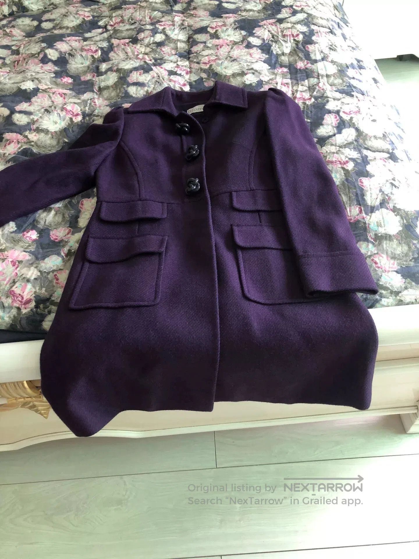 Valentino Red Valentino Purple Wool Coat. Size US XS / EU 42 / 0 - 3 Thumbnail