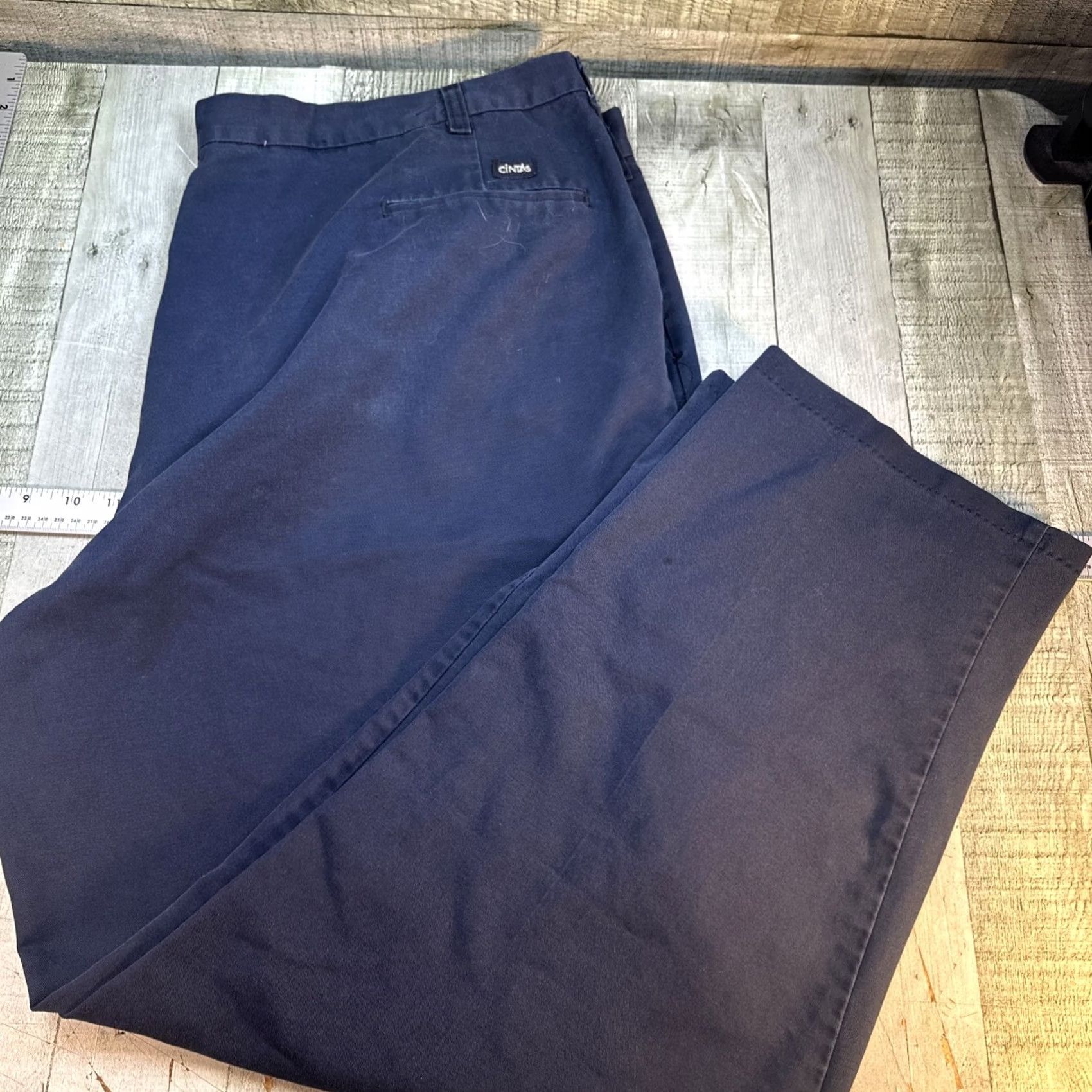 Vintage Mens Navy Blue Pants 48x30 Classic Fit Casual Work Chino Flat Front Size US 32 / EU 48 - 6 Thumbnail