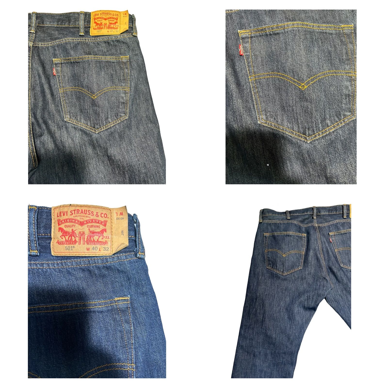 Levi's VINTAGE Levi's 501 Jeans Dark Blue Straight Jeans 40x32 5Buttons Men’s USA 90s Regular Blue Denim Cotton Blend Size US 40 / EU 56 - 8 Thumbnail