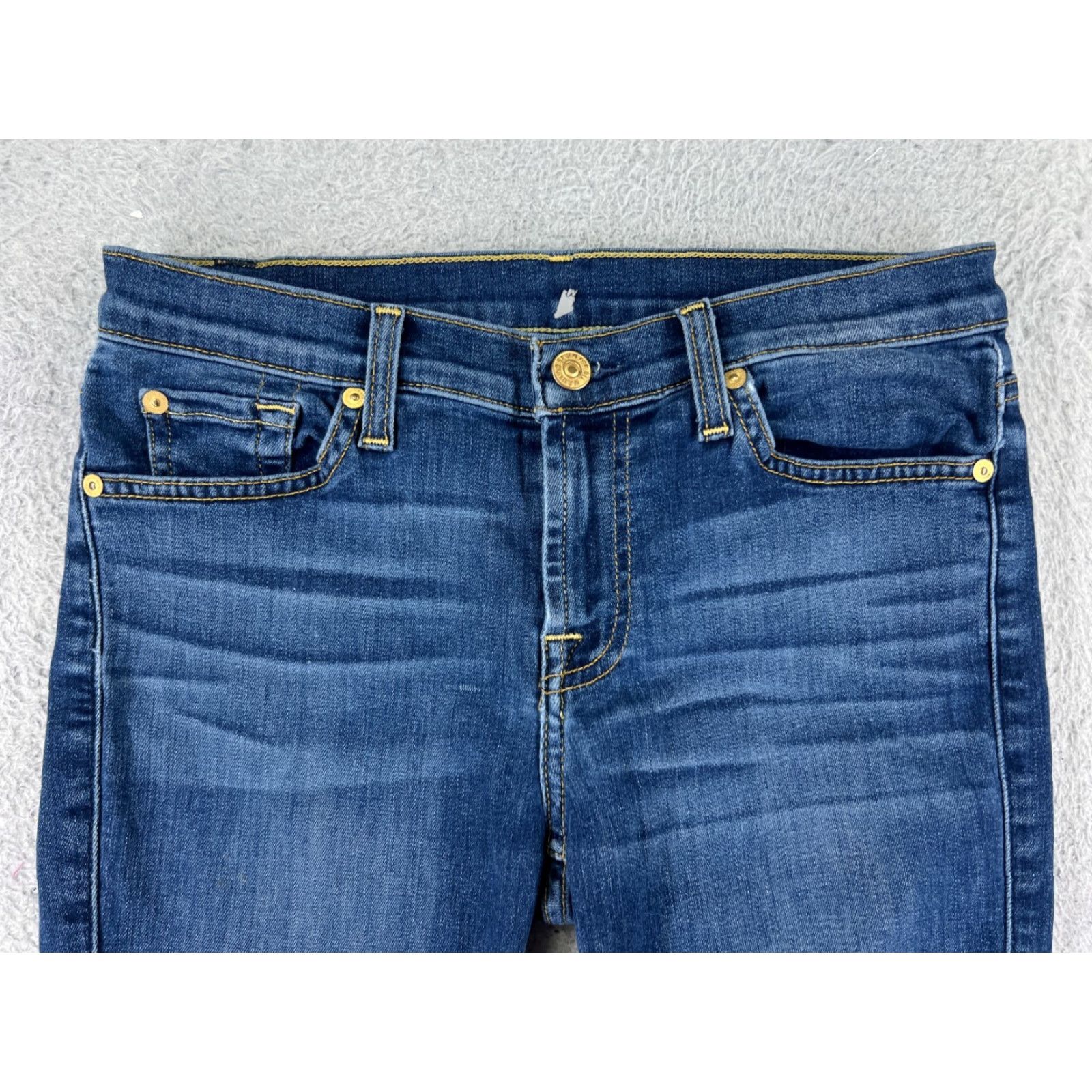 7 For All Mankind 7 For All Mankind Jeans Women 26 Blue Low Rise Skinny Tapered Cotton Blend Jeans Ladies 26 Blue Dark Denim 7 For All Mankind Womens Jeans - Size 26" / US 2 / IT 38 - 7 Thumbnail