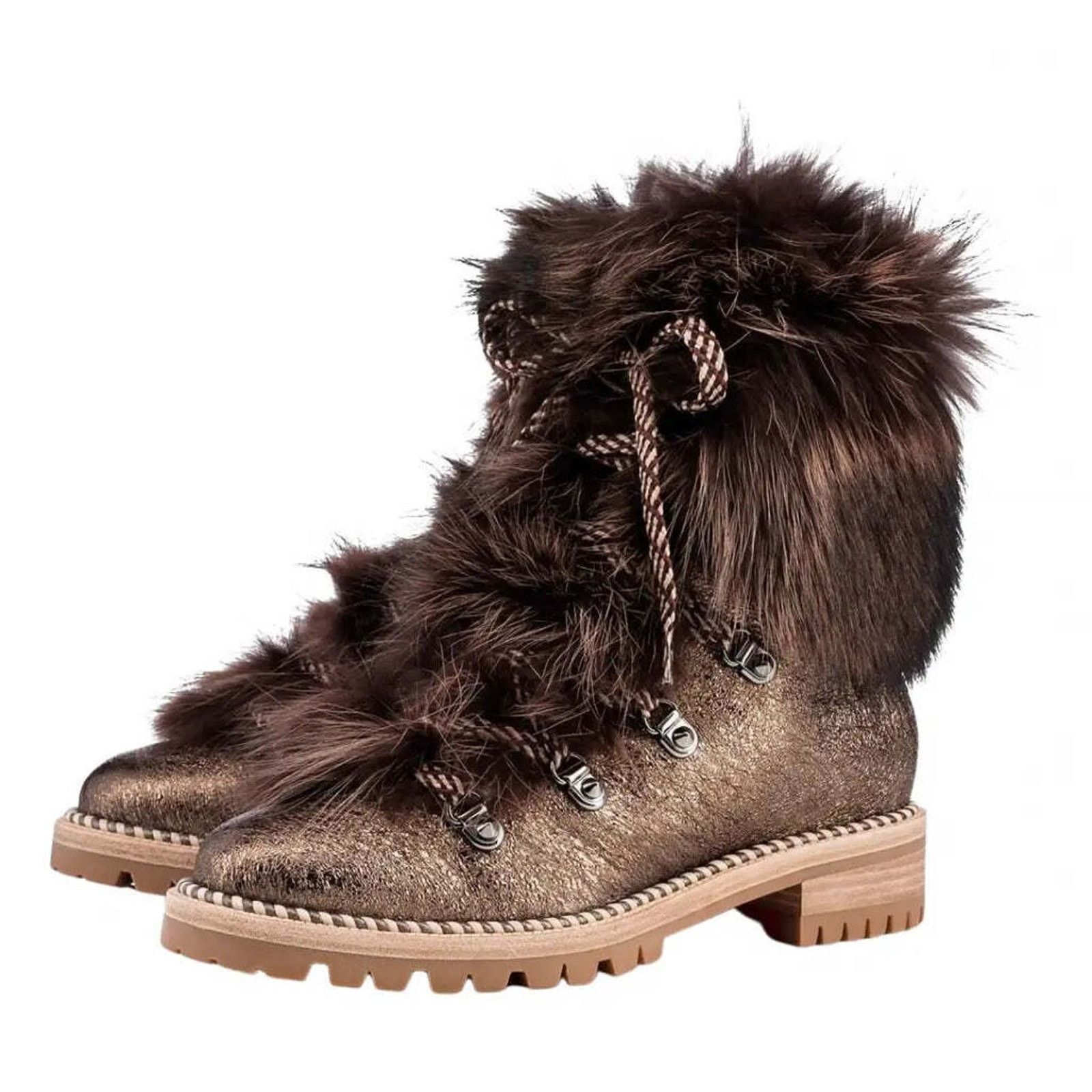 Christian Louboutin Christian Louboutin Fanny Flat Roche Fur Leather Lace Up Tie Size US 7.5 / IT 37.5 - 1 Thumbnail
