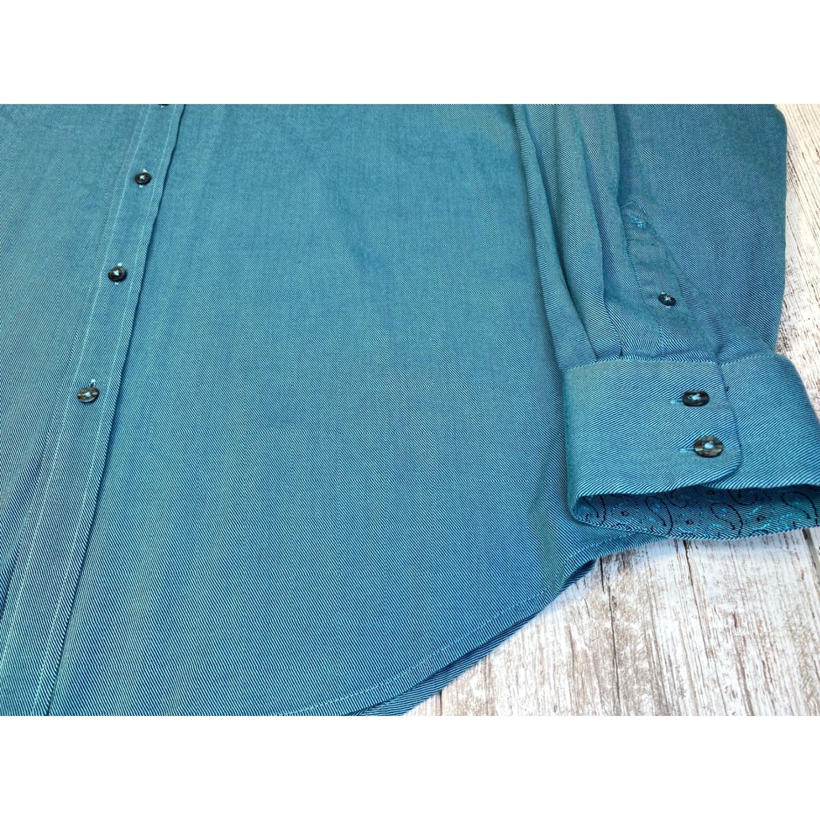 Robert Graham Robert Graham Button Down Shirt Men's 2XL Teal 100% Cotton 7298 Size US XXL / EU 58 / 5 - 4 Thumbnail