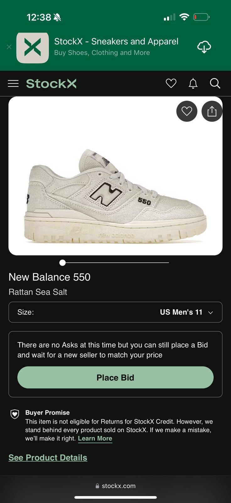 New Balance New Balance 550 Rattan Sea Salt (Size 11.5) Size US 11.5 / EU 44-45 - 9 Thumbnail
