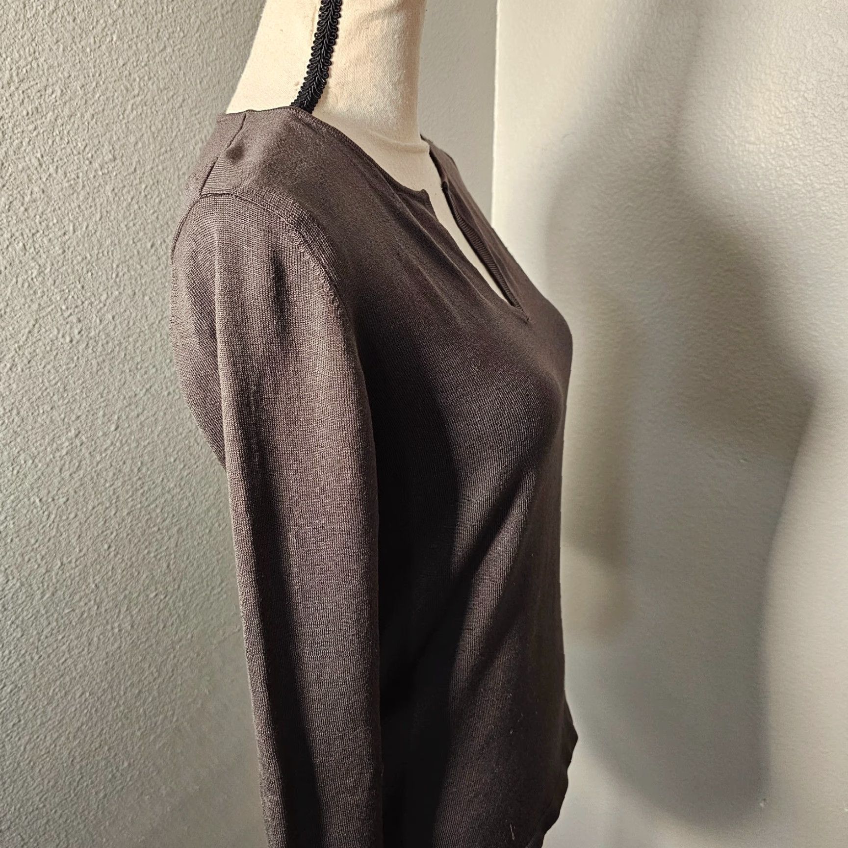 Banana Republic Banana Republic Women's Tunic Blouse Size M 3/4 Sleeve V-Neck Silk Blend Gray Brown Size M / US 6-8 / IT 42-44 - 6 Thumbnail