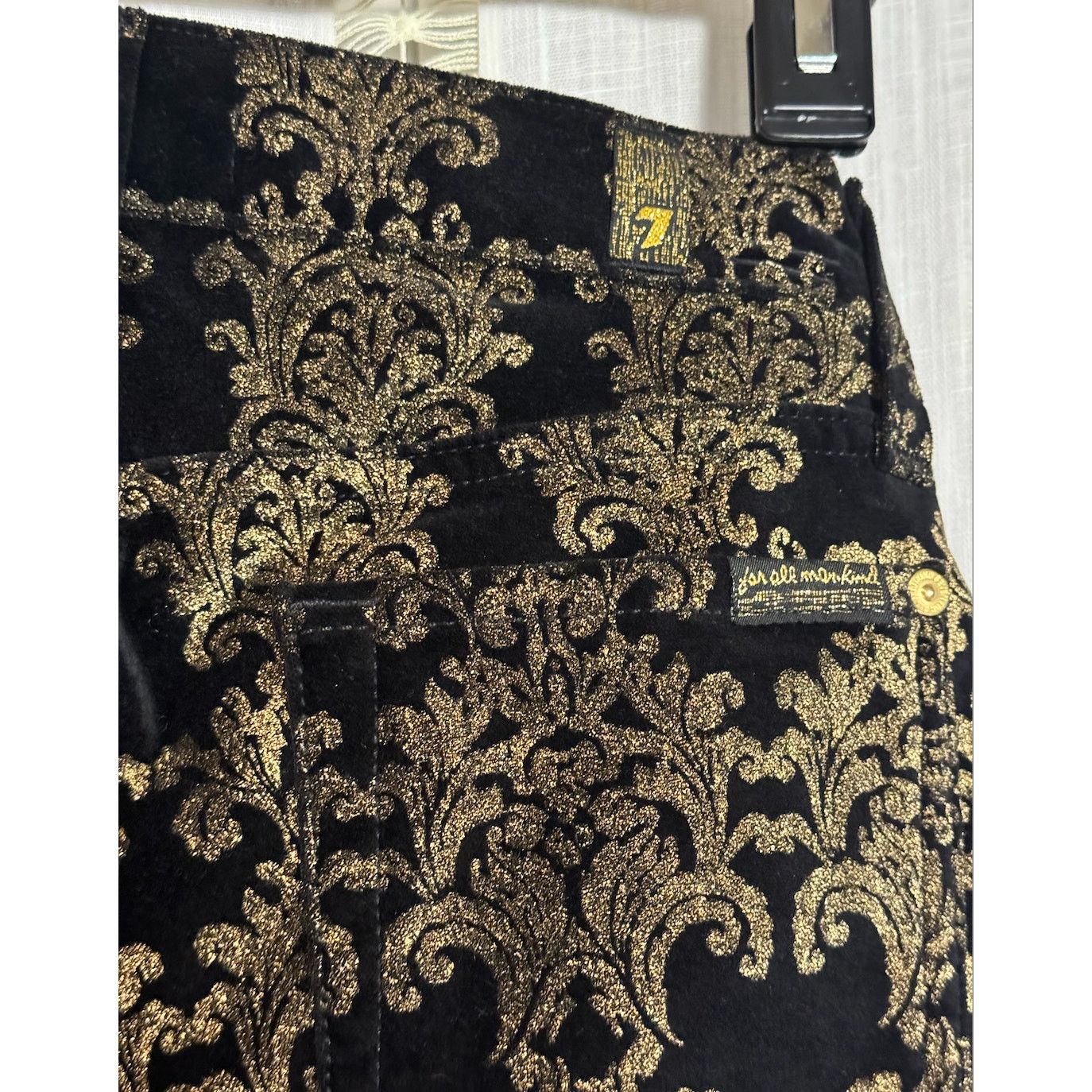 7 For All Mankind NWT Seven7 For All Mankind Brocade Black Gold Pants Holiday Size 26" / US 2 / IT 38 - 10 Thumbnail