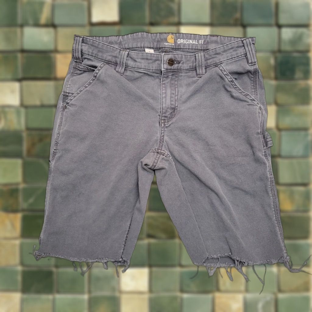 Carhartt Carhartt Shorts Womens 4 Gray Cotton Duck Canvas Heavyweight Work Jorts Cutoffs Cargo Pocket Belt Loops Outdoors Casual Womens Size 27" / US 4 / IT 40 - 1 Thumbnail