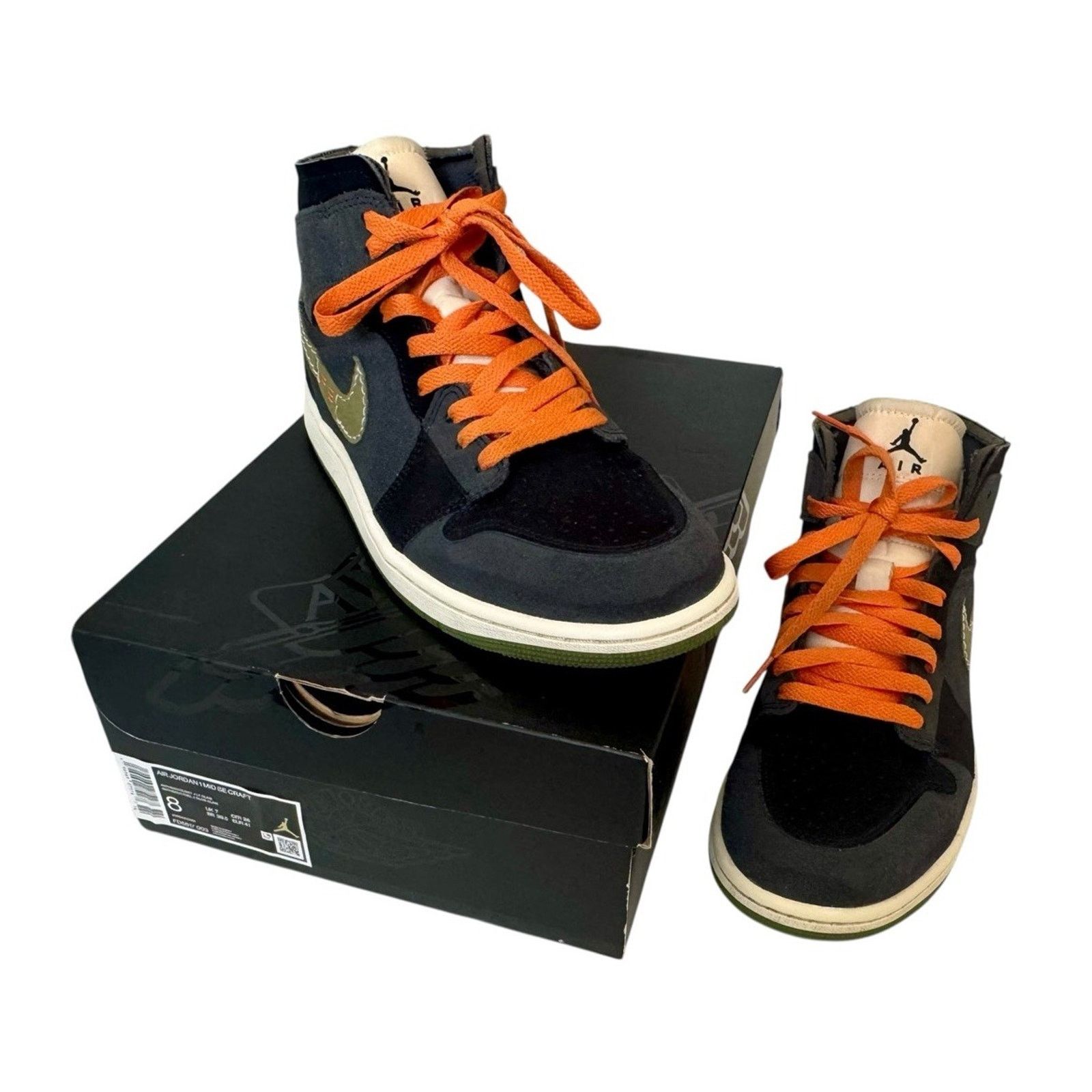 Nike NIKE AIR JORDAN 1 Mid SE Craft Shoes Anthracite Light Olive Size US 8 / EU 41 - 2 Thumbnail