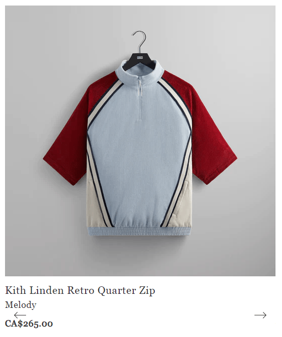 image of Kith Ss23 Linden Retro Quarter Zip (Oversized Fit) in Light Blue, Men's (Size Small)