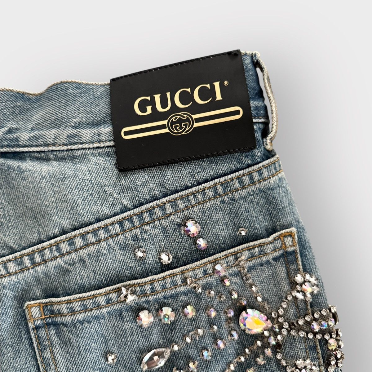 Gucci STEAL! Gucci Blue Stud Embellished Denim Shorts (30) Size US 30 / EU 46 - 8 Thumbnail