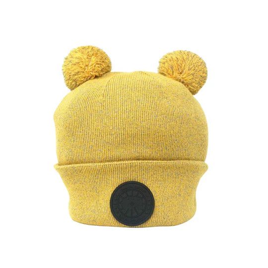 o1mle1224 Size:OS/ Double Pom Toque Blossom Hat /Cap Yellow