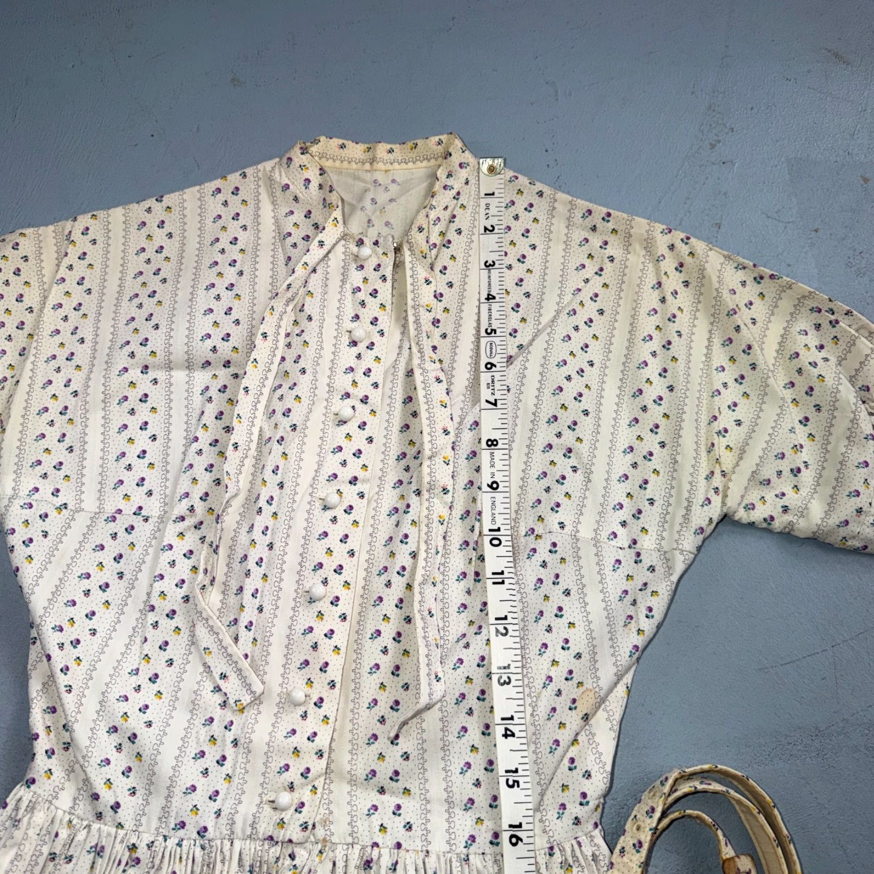 Vintage VINTAGE Cottagecore Dress Prairie Cream Lace Floral Ruffle Long High Neck XS/S 1970s 70s Size XS / US 0-2 / IT 36-38 - 4 Thumbnail