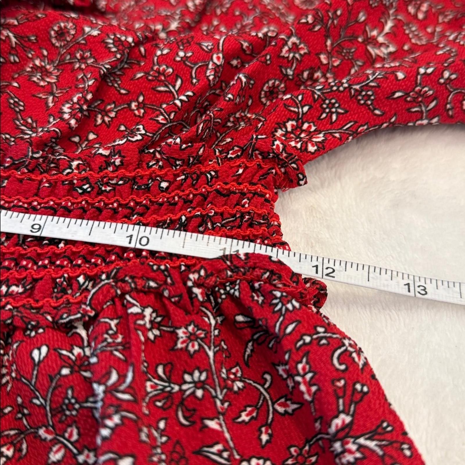 Other Max Studio Red Floral tiered maxi dress puffy sleeves SZ SM Size S / US 4 / IT 40 - 9 Thumbnail
