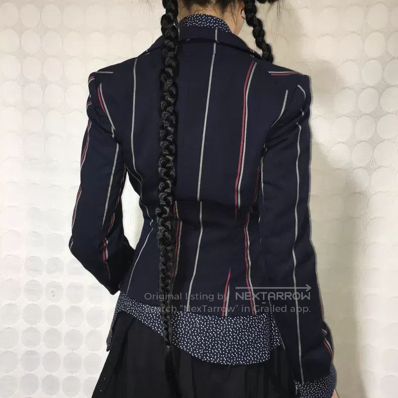 Vivienne Westwood Vivienne Westwood Blue and Black Striped Wool Blazer Size S / US 4 / IT 40 - 3 Thumbnail