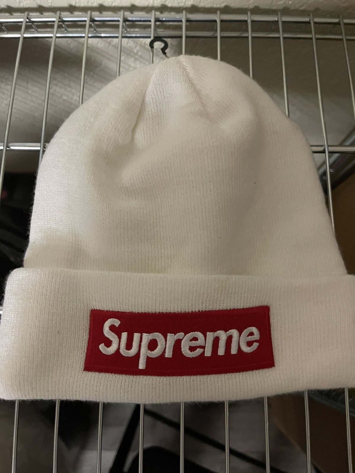 image of Supreme White Boxlogo Beanie, Men's