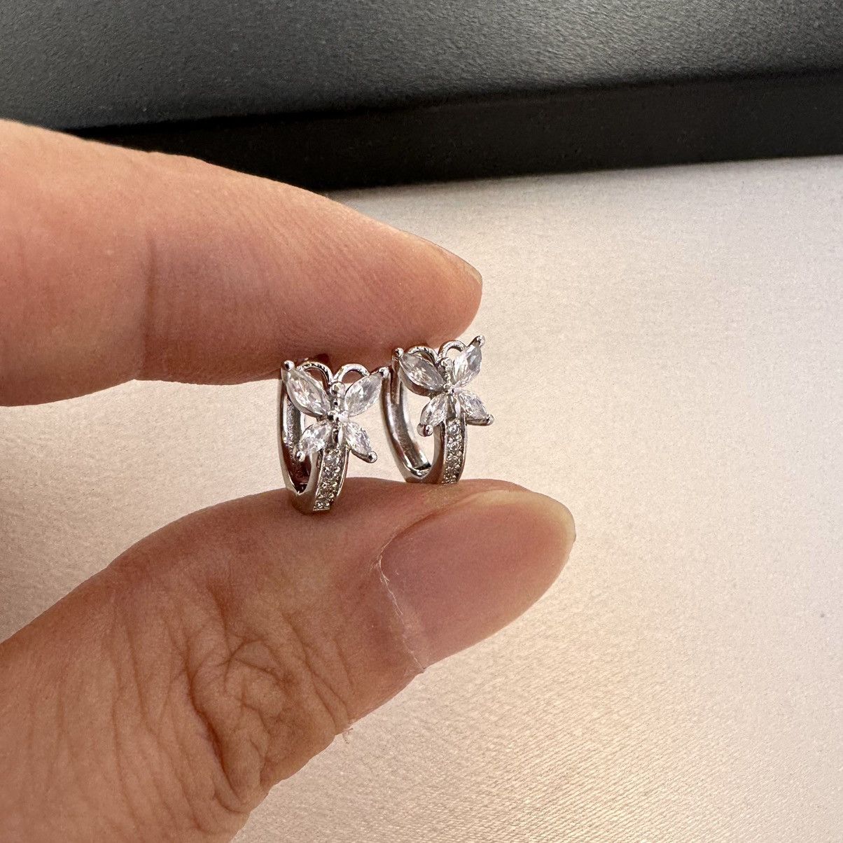 Designer × Other 13mm Small CZ Butterfly Hoop Earrings for Women Size ONE SIZE - 6 Thumbnail