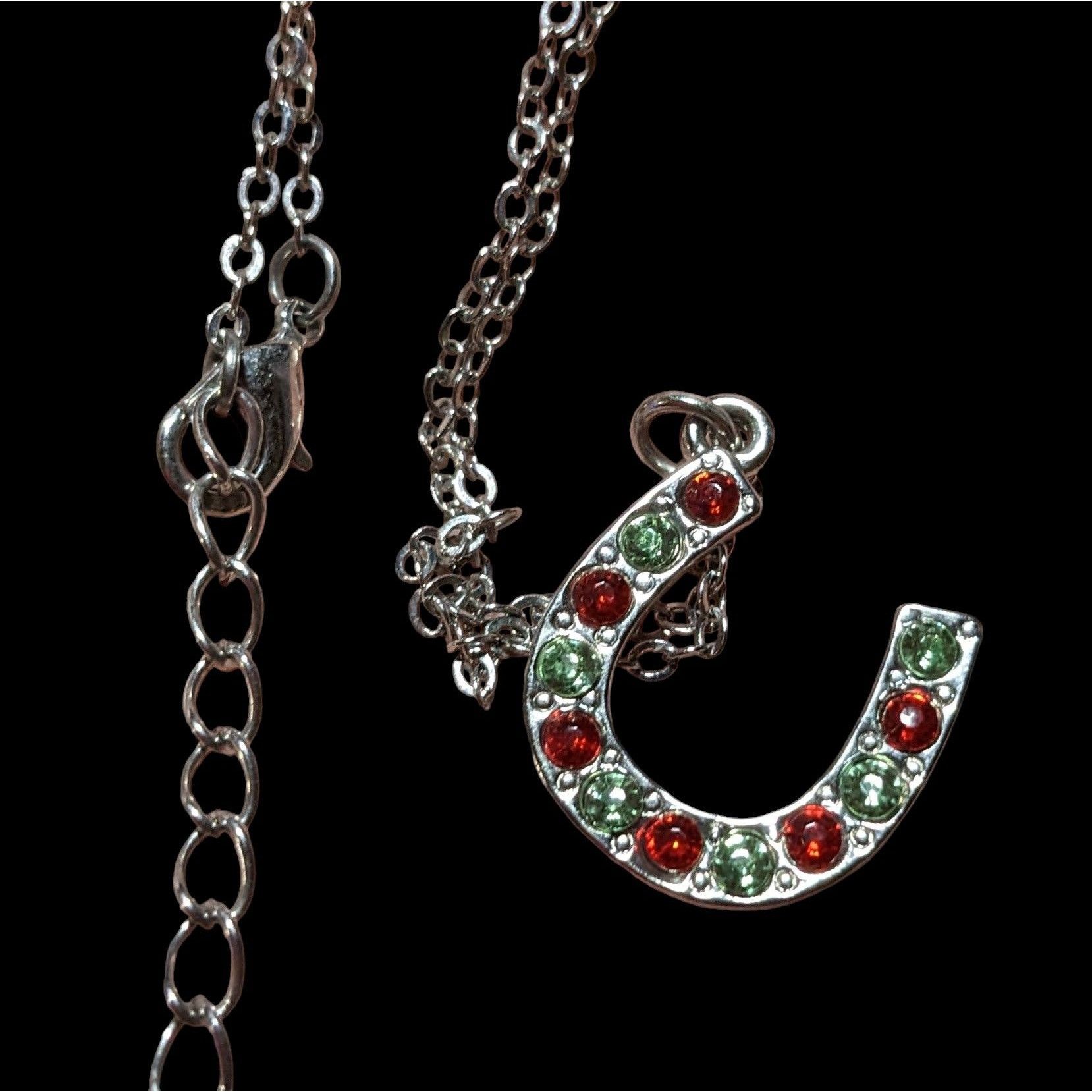 Other Red And Green Rhinestone Horseshoe Necklace Size ONE SIZE - 5 Thumbnail