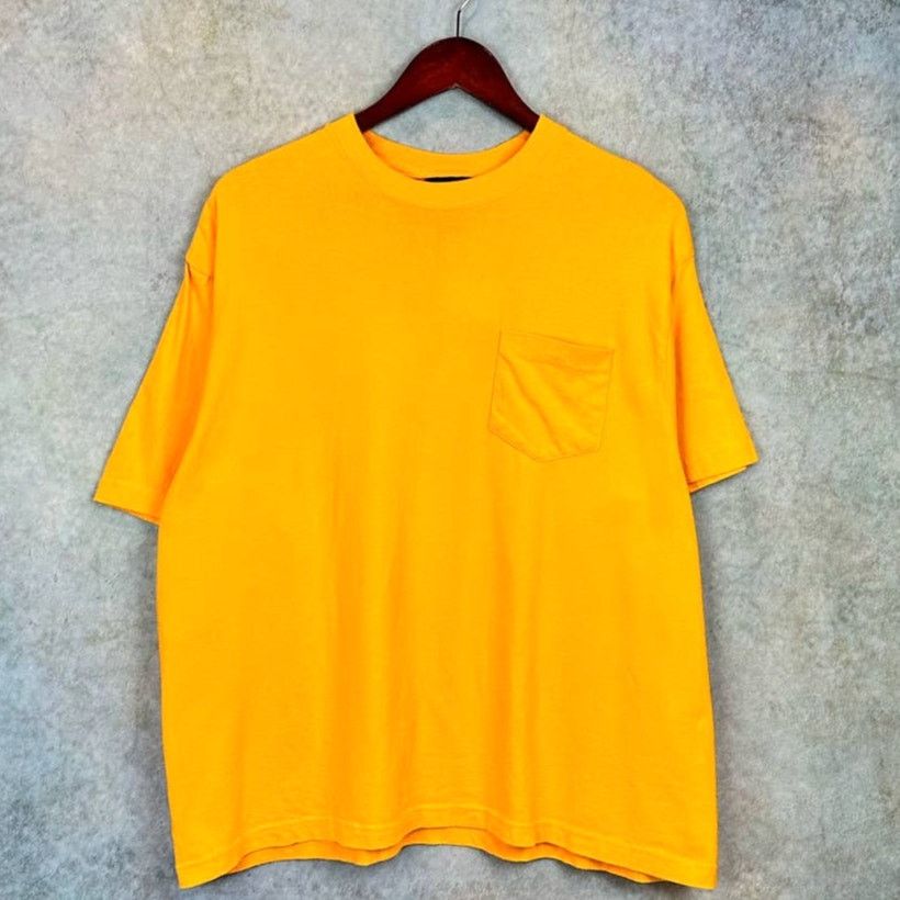 Basic Editions × Vintage Vintage 90s Blank Yellow Pocket T Shirt Sz M Single Stitch Size US M / EU 48-50 / 2 - 1 Thumbnail