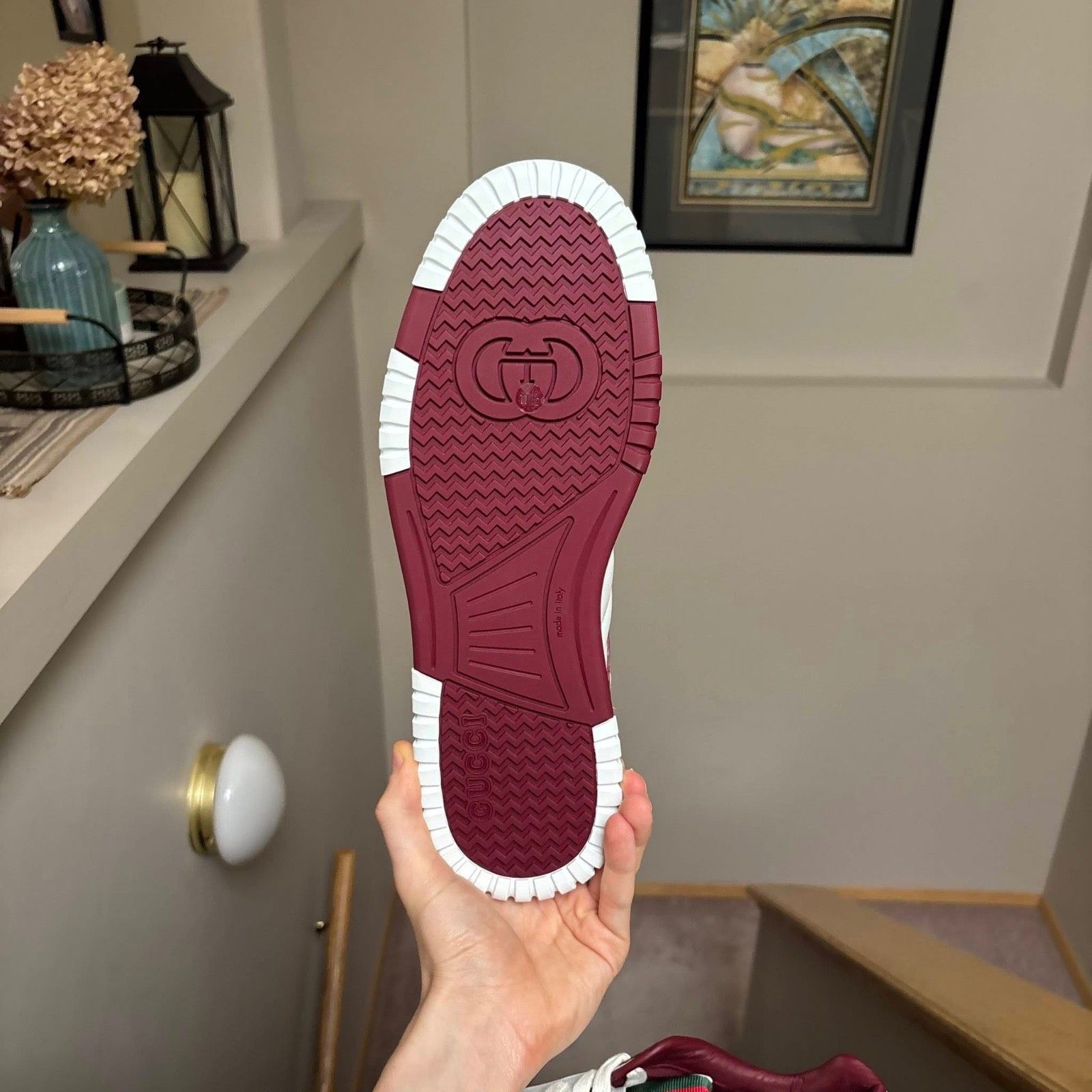 Gucci Gucci Re-Web White/Burgundy/Cream Sneakers - MSRP: $1190 Size US 12.5 / EU 45-46 - 5 Thumbnail