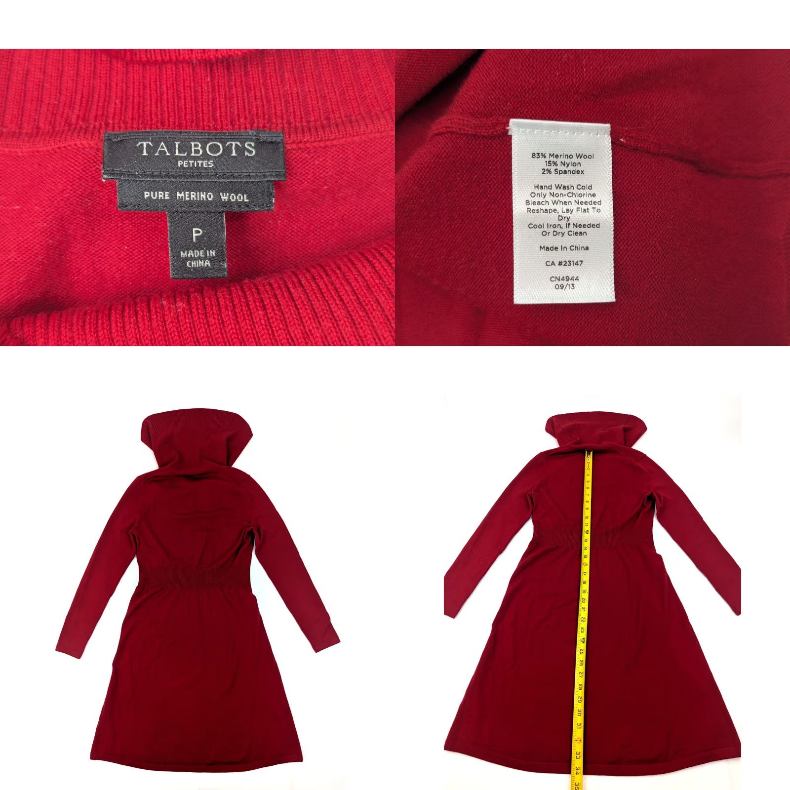 Talbots Talbots Merino Wool Turtleneck Sweater Dress Tunic Women S Petite Red Size S / US 4 / IT 40 - 8 Thumbnail