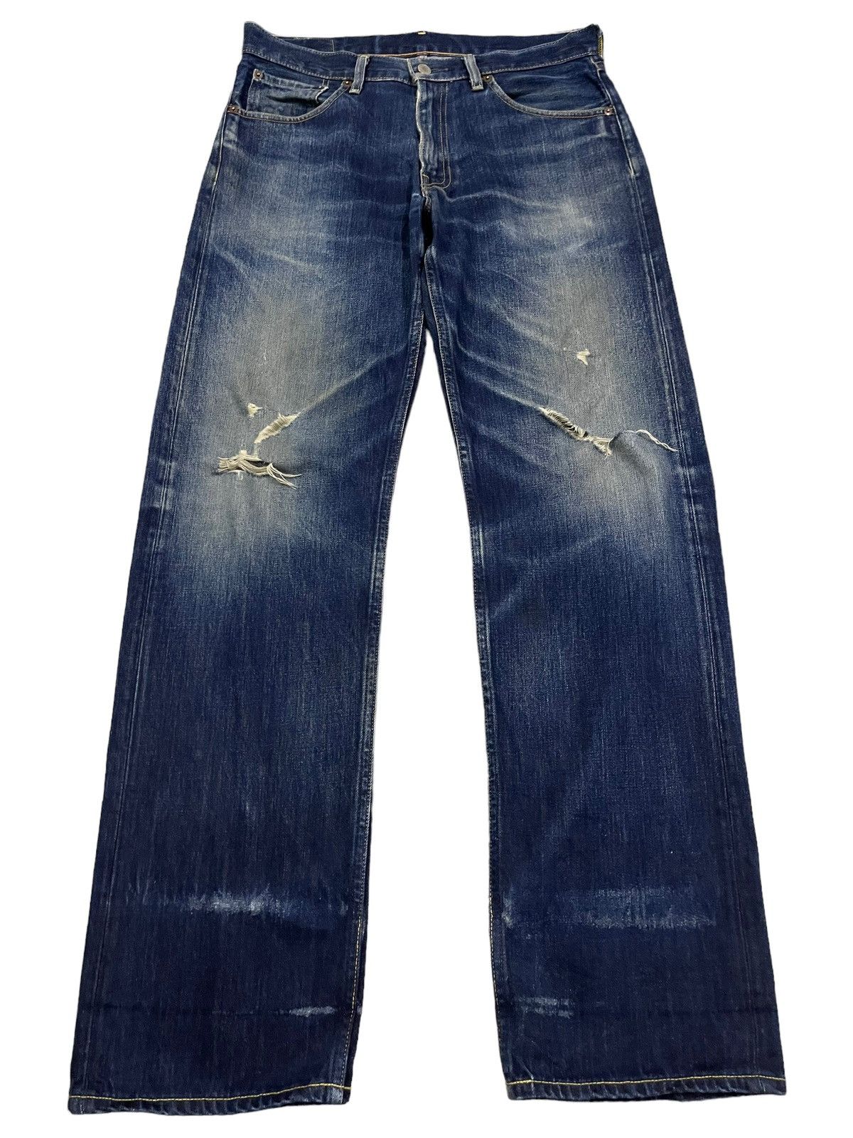 image of Archival Clothing x Levis Vintage 90's Levis 503 Blue Washed Distressed Baggy Jeans, Men's (Size 33