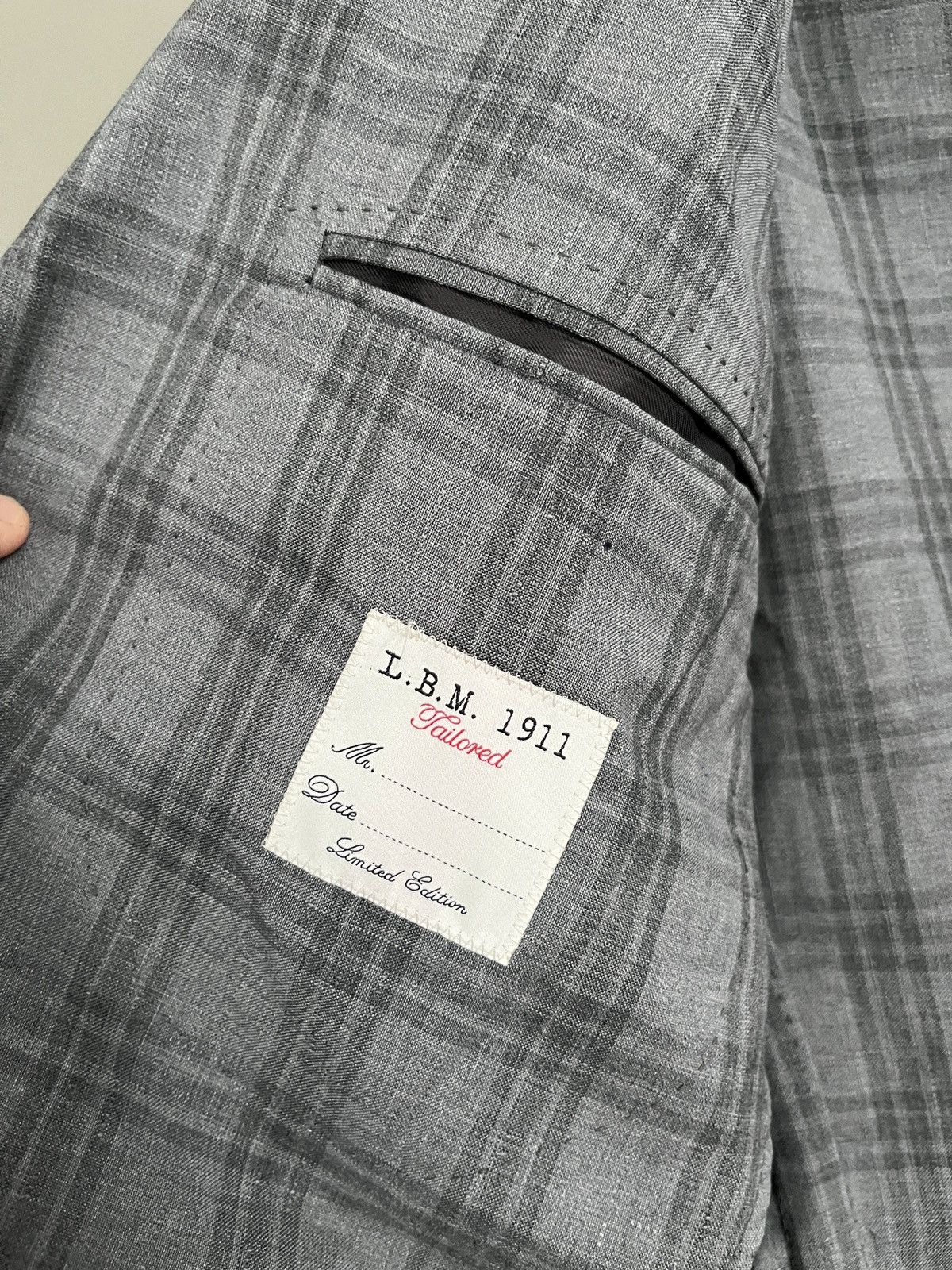 L.B.M. 1911 L.B.M 1911 Gray Check Plaid Wool Blazer Size 50R - 12 Thumbnail