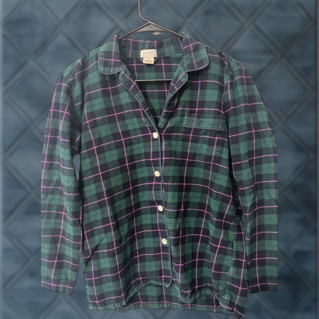 J.Crew J.CREW Women's Plaid Flannel Shirt Button-Down XS Green - Cotton Cozy Casual Top, Slim, Regular, Button-Up, All Seasons, Womens Size XS / US 0-2 / IT 36-38 - 1 Thumbnail