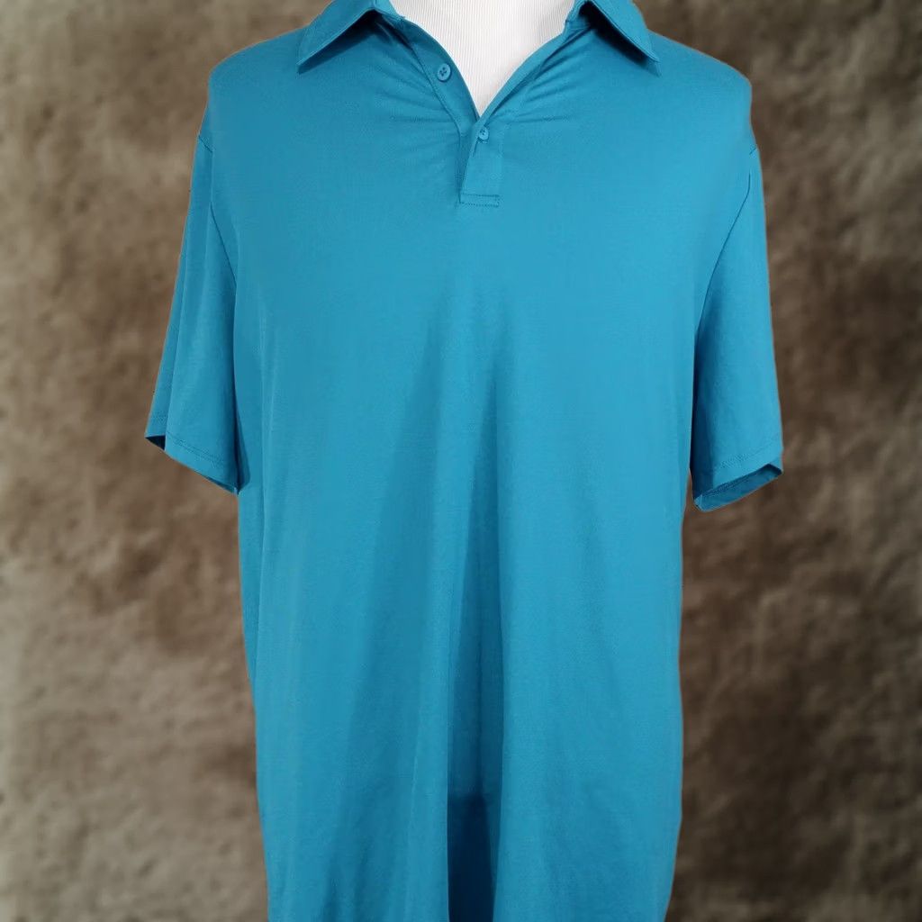 Vintage All In Motion Polo Shirt Mens 2XL Blue Short Sleeve Polyester Spandex Polo Shirt Size US XXL / EU 58 / 5 - 1 Thumbnail