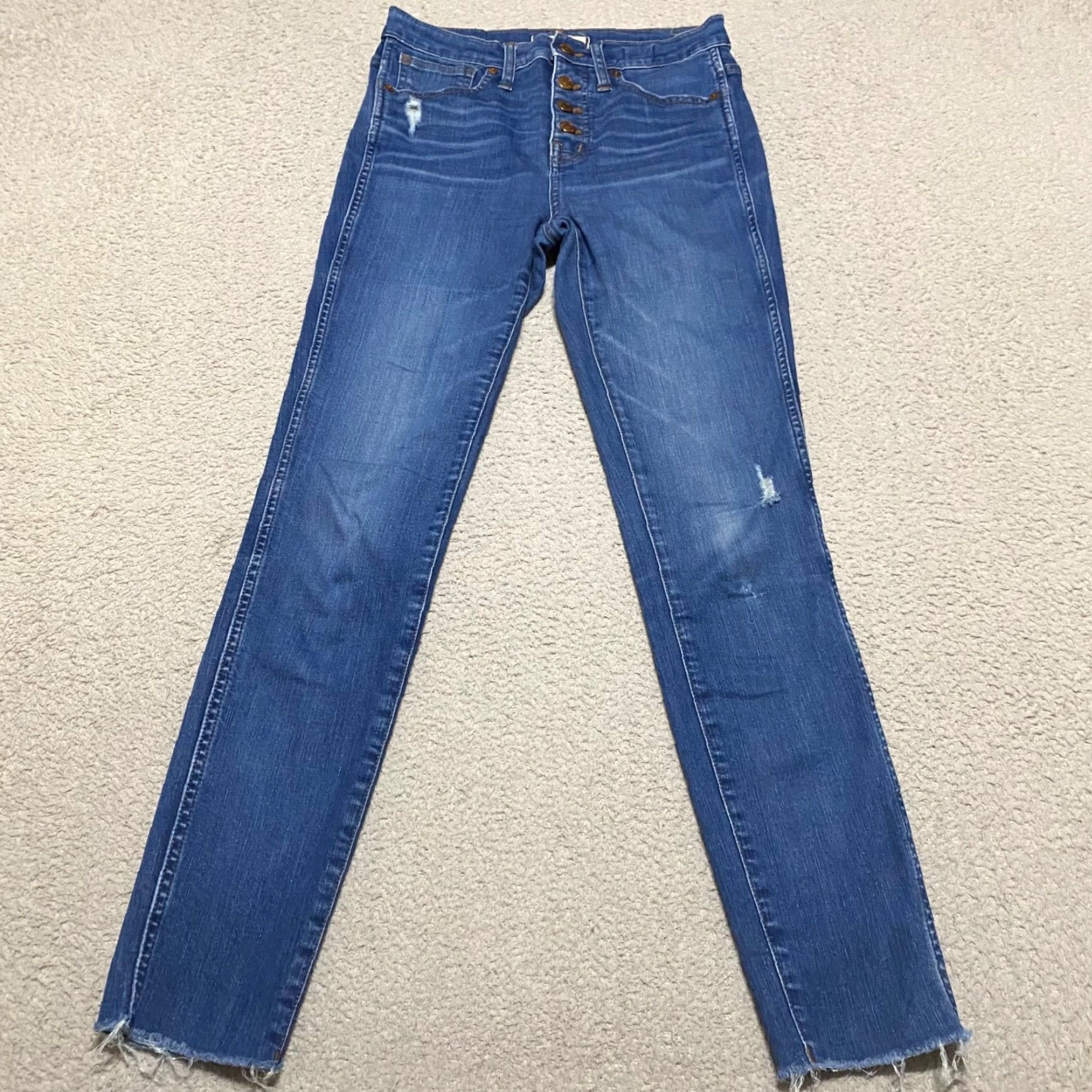 Madewell Madewell Jeans Womens 26 Blue Denim High Rise Medium Wash Skinny Distressed Size 26" / US 2 / IT 38 - 2 Thumbnail
