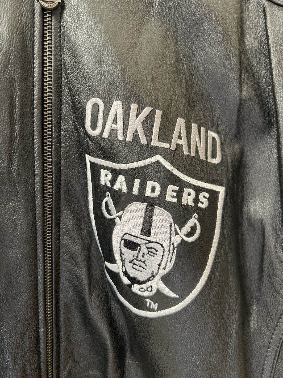 Vintage Vintage NFL Oakland Raiders Leather Jacket - Carl Banks Size US XL / EU 56 / 4 - 2 Thumbnail