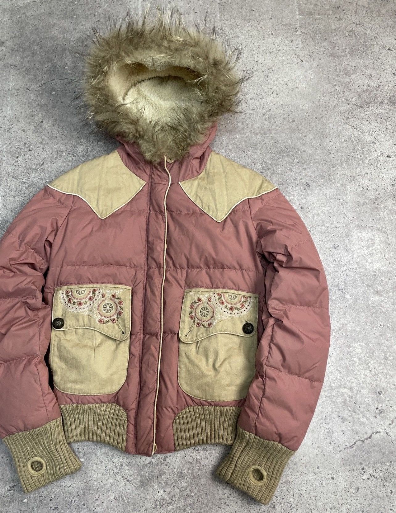Le Grande Bleu (L.G.B.) Vintage Y2K Parasuco Cult Faux Fur Trim Girly Puffer Jacket Size S / US 4 / IT 40 - 3 Thumbnail