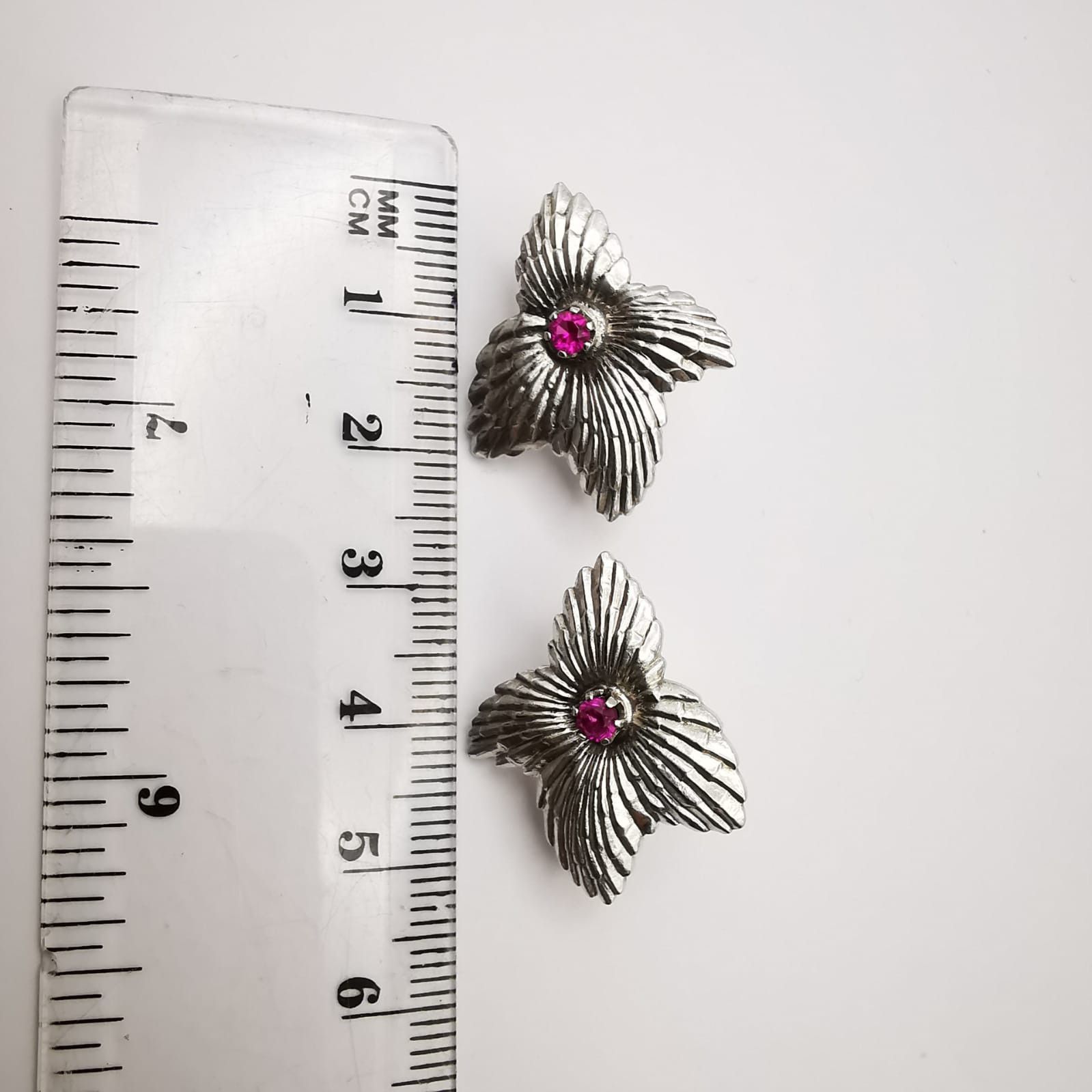 Sterling Silver × Vintage Vintage, Jewelry Earrings 925 Sterling Silver, Ruby Size ONE SIZE - 6 Thumbnail