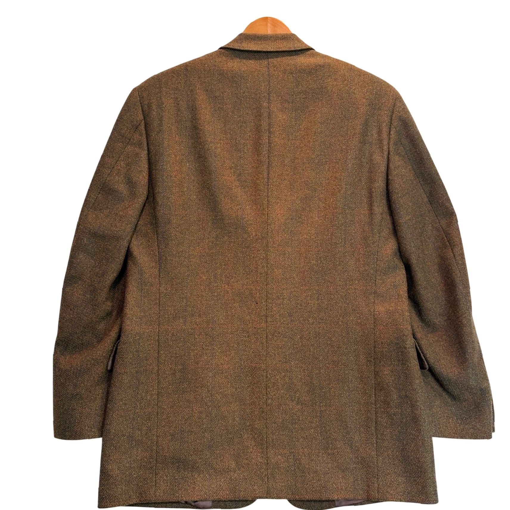 Vintage VINTAGE Mickey Spatz Blazer Mens M Tweed Brown Mid-Length Button Collar Spread Classic 90s Jacket Coat City Casual Travel] Size 40R - 2 Thumbnail