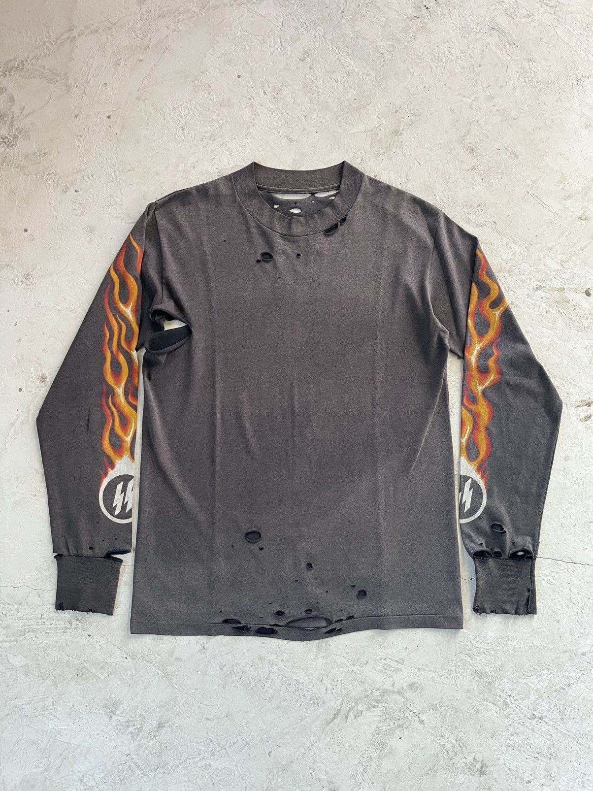 Vintage Vintage Thrashed Flames Longsleeve Tee Size US M / EU 48-50 / 2 - 1 Thumbnail