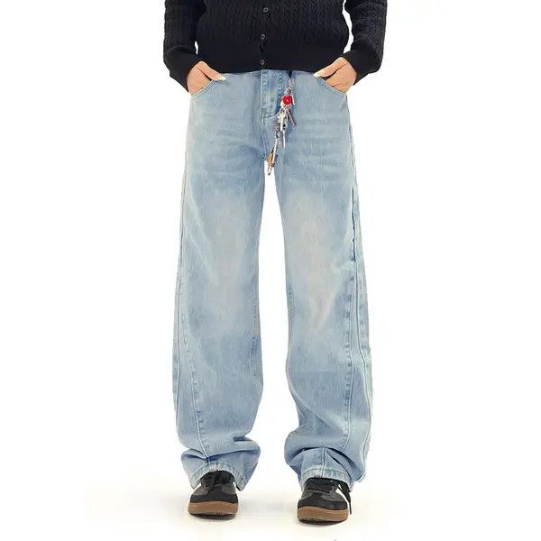 VIBE Men's high street trend loose distressed washed jeans Size US 32 / EU 48 - 1 Thumbnail
