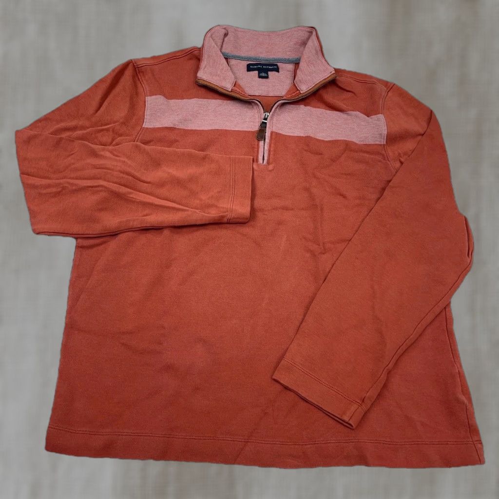 Banana Republic Banana Republic Sweater Men Large Orange Pullover 1/4 Zip Cotton Adult L Knit Striped Fall Winter Modern Preppy Mens Size US L / EU 52-54 / 3 - 1 Thumbnail