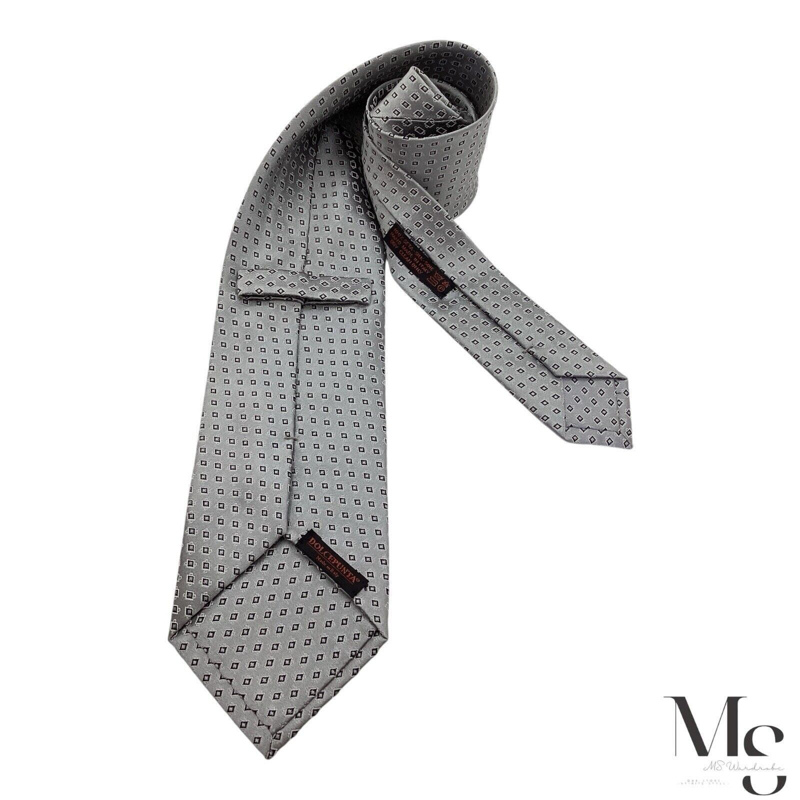 Dolcepunta DOLCEPUNTA Gray Geometric Luxury Silk Tie Italy W: 3.5" Size ONE SIZE - 1 Thumbnail
