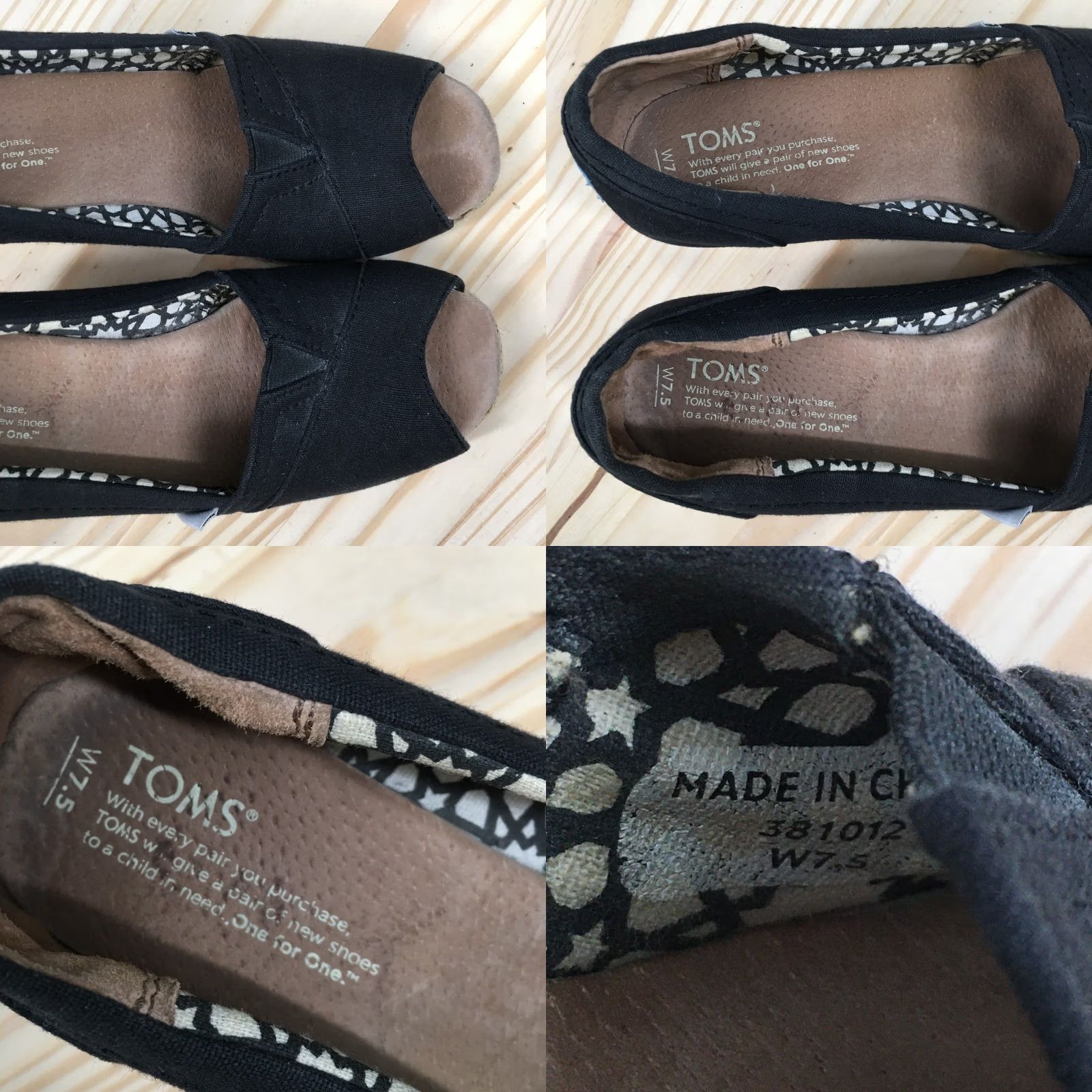 Toms TOMS Heels Womens 7.5 Calypso Peep Toe Slip On Espadrille Wedge Pumps Black Size US 8 / IT 38 - 8 Thumbnail