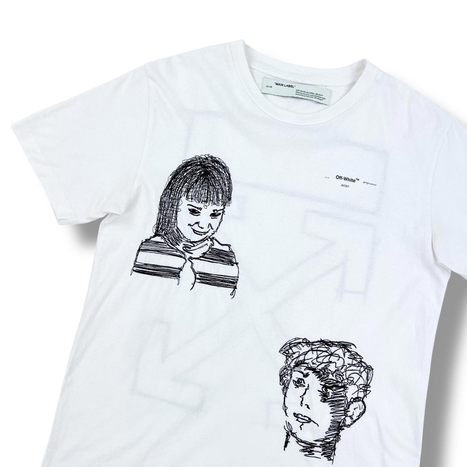 Off-White Off-White Faces Embroidered White T Shirt Size US L / EU 52-54 / 3 - 1 Thumbnail