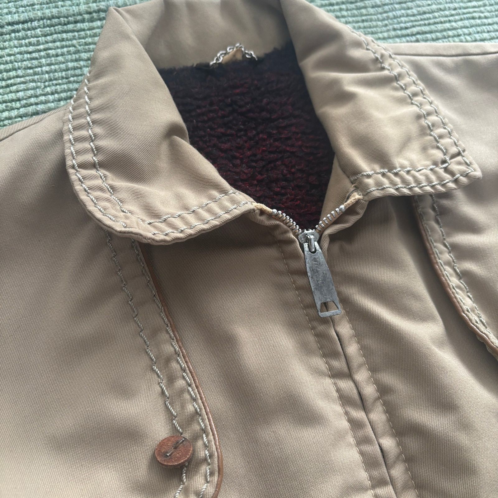 Vintage 1950s 60s Tan Faux Fur Lined Spring Jacket USA Size L/XL Size US L / EU 52-54 / 3 - 4 Thumbnail