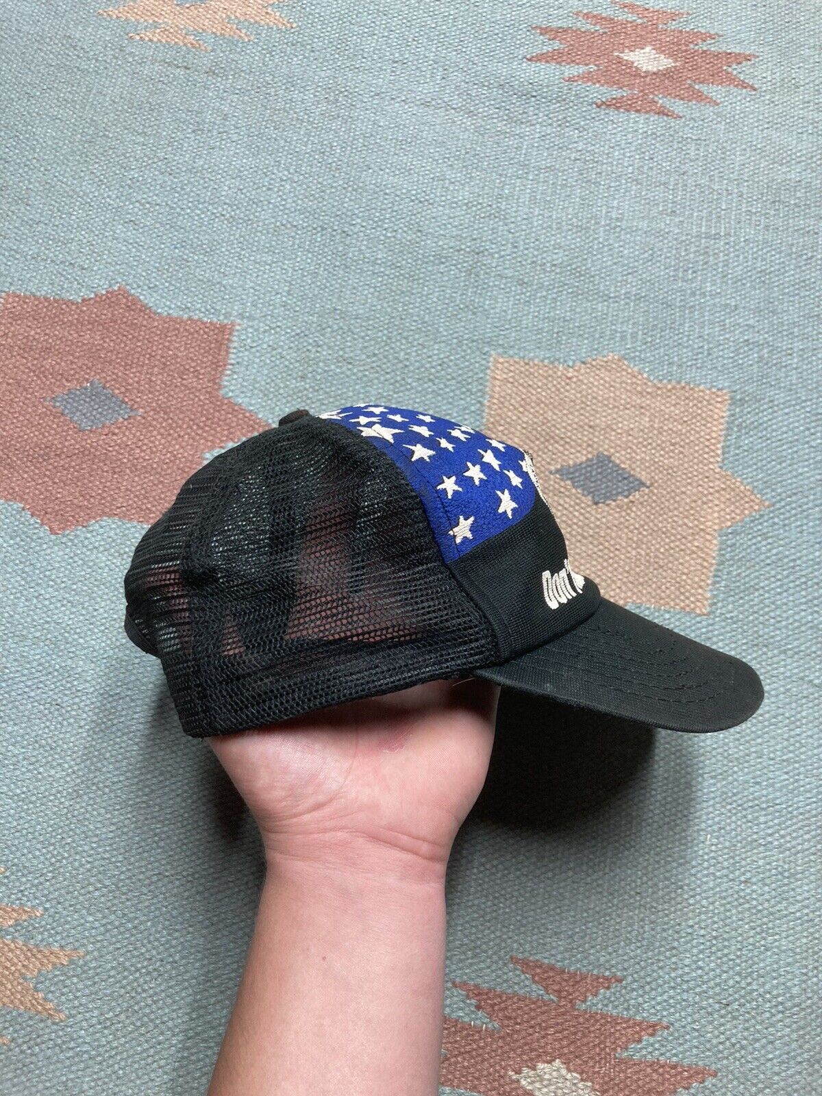 Vintage trucker hat don’t ruffle my feathers USA American flag eagle Size ONE SIZE - 9 Thumbnail