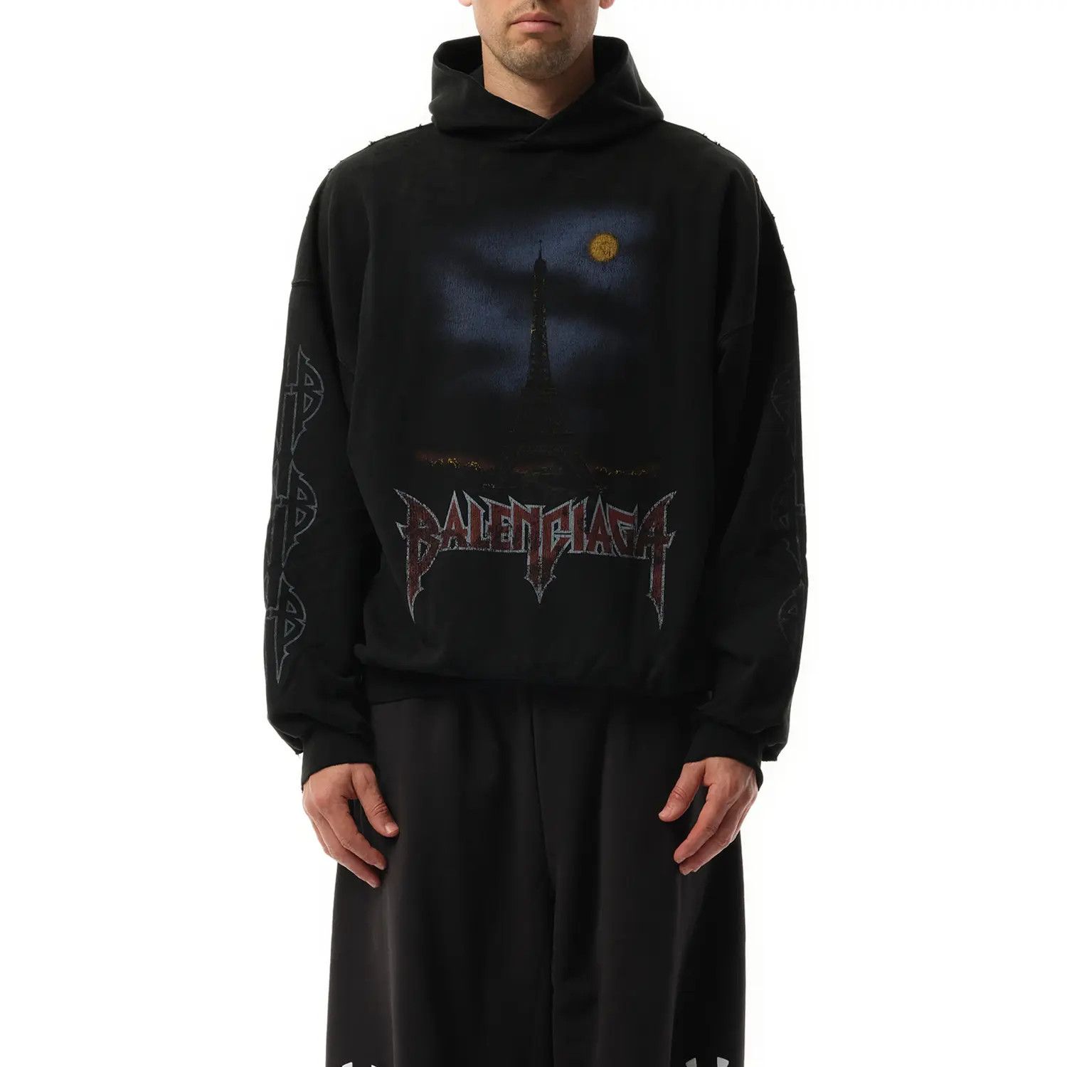 Balenciaga o1w1db11225 Paris Moon Hoodie Large Fit in Black Size US S / EU 44-46 / 1 - 2 Thumbnail