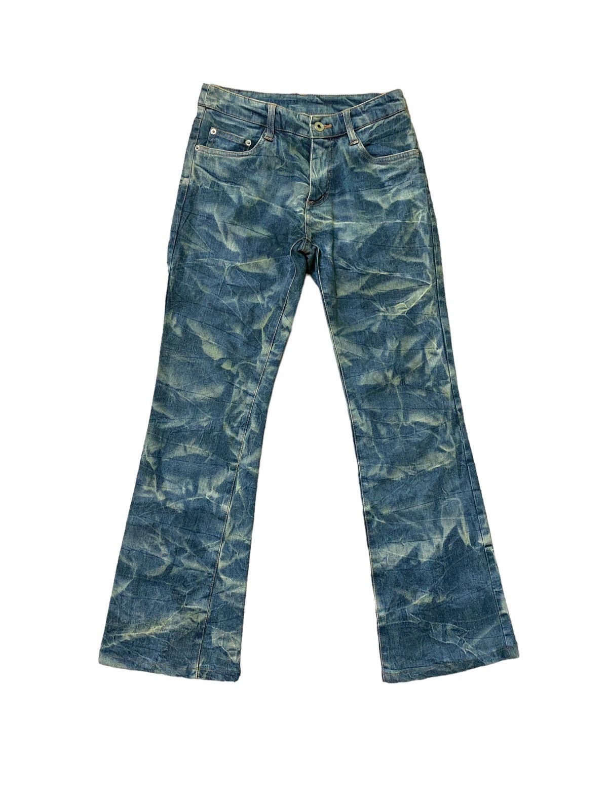 Japanese Brand Flared Smoked Acid Wash Bootcut Denim Jeans Size US 26 / EU 42 - 1 Thumbnail