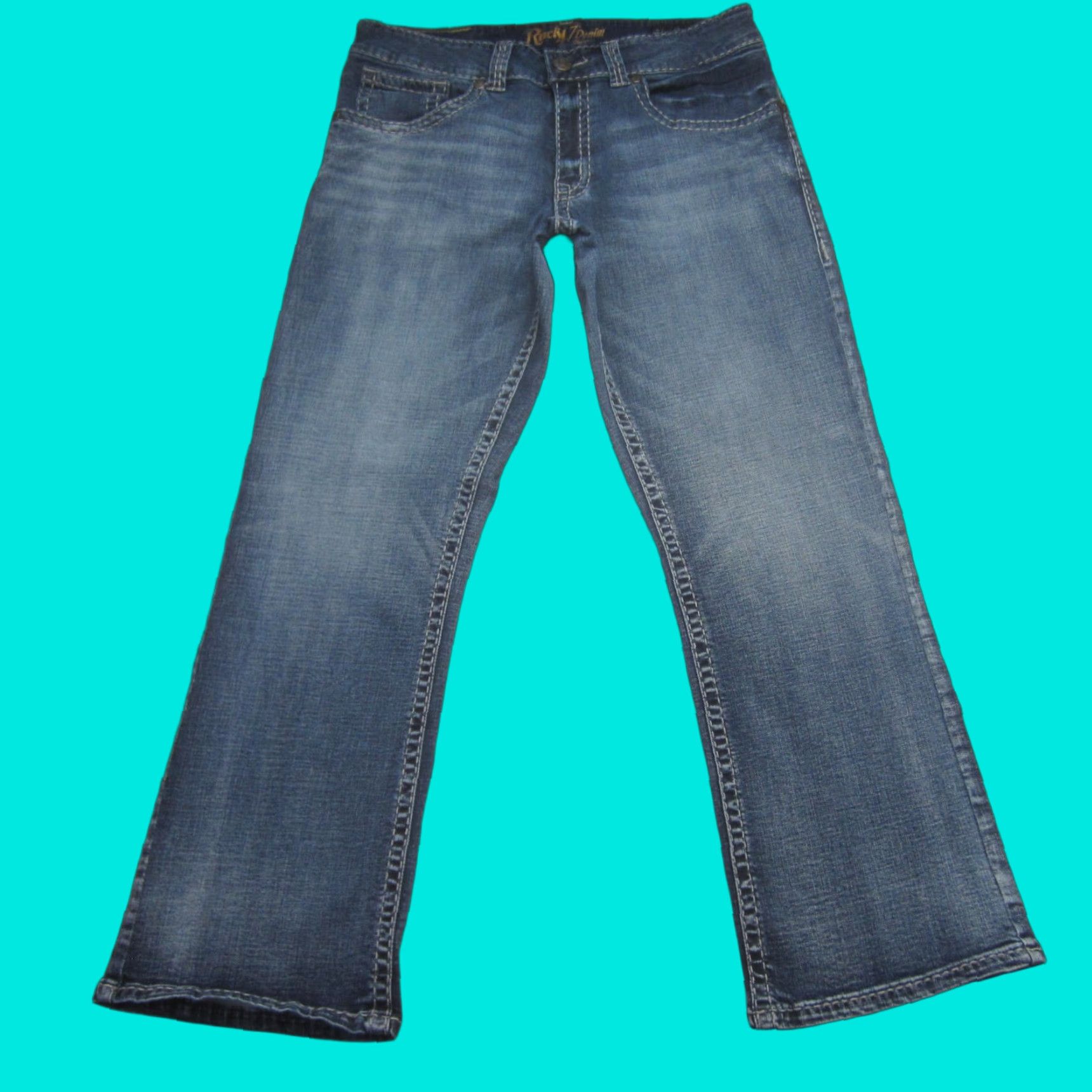 VINTAGE Wrangler Rock 47 Jeans Mens 34x30 Blue Denim Slim Bootcut