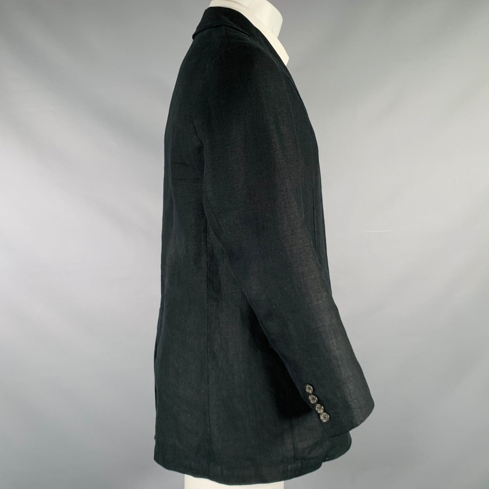 Polo Ralph Lauren Size M Black Linen Notch Lapel Sport Coat Size 38R - 2 Thumbnail