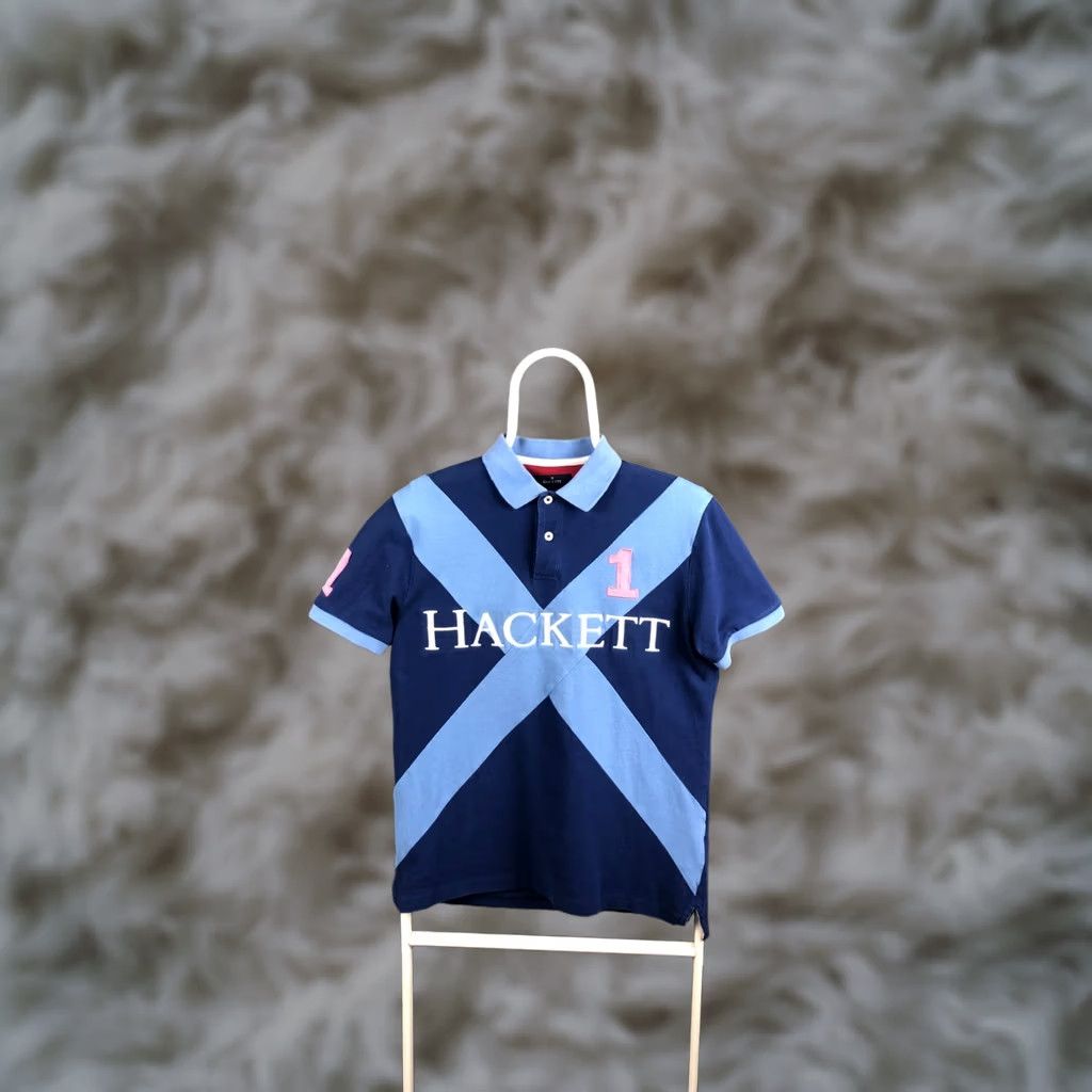 Hackett Hackett London Polo Shirt Mens S Blue 100% Cotton Classic Short Sleeve Embroidered Logo Twill Patch Chest Left Sleeve Polo Size US S / EU 44-46 / 1 - 1 Thumbnail