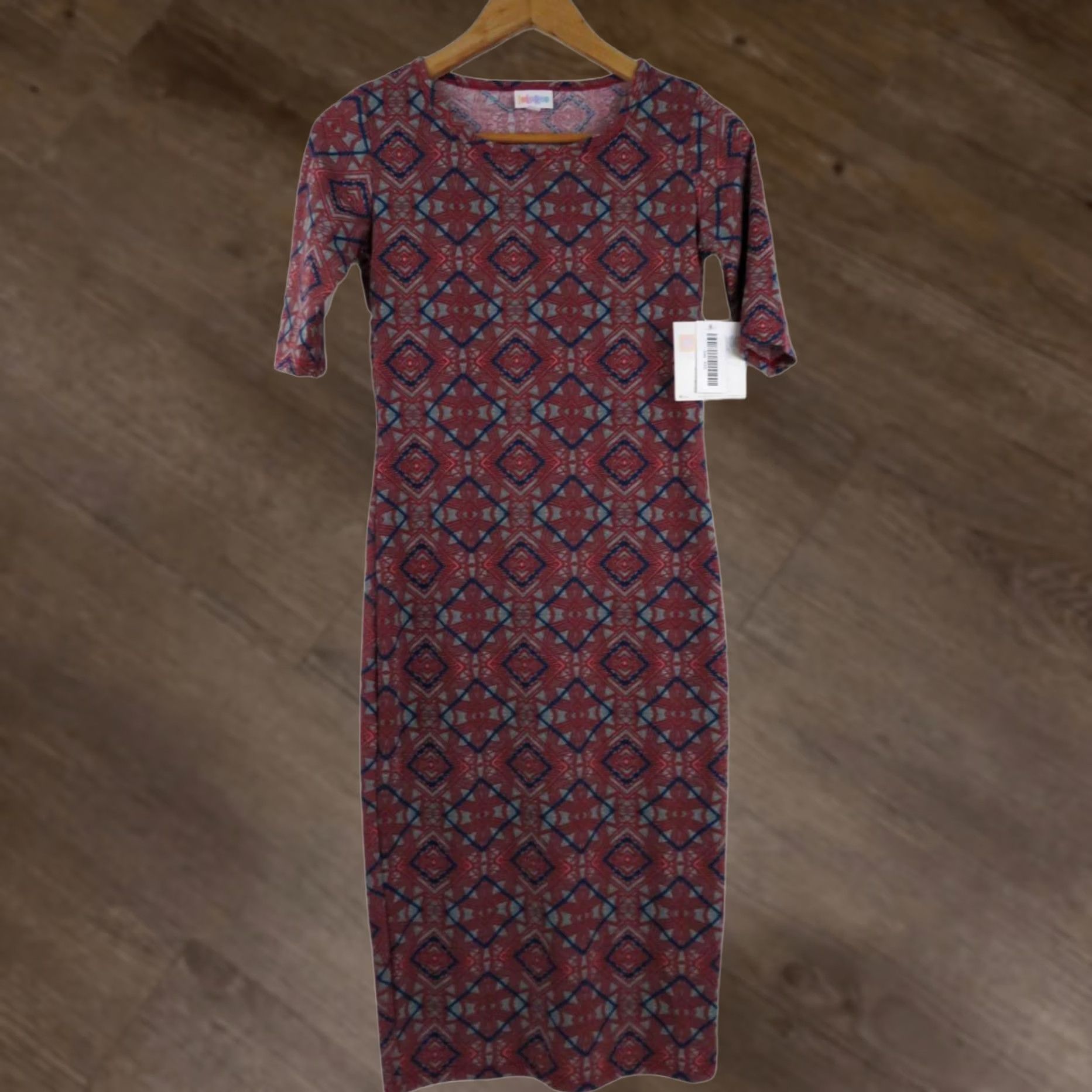 Vintage LuLaRoe Julia Dress 2XS Womens Bodycon Knee Length Red Aztec Tribal Unicorn Stretch NWT Size XXS / US 00 / IT 34 - 1 Thumbnail