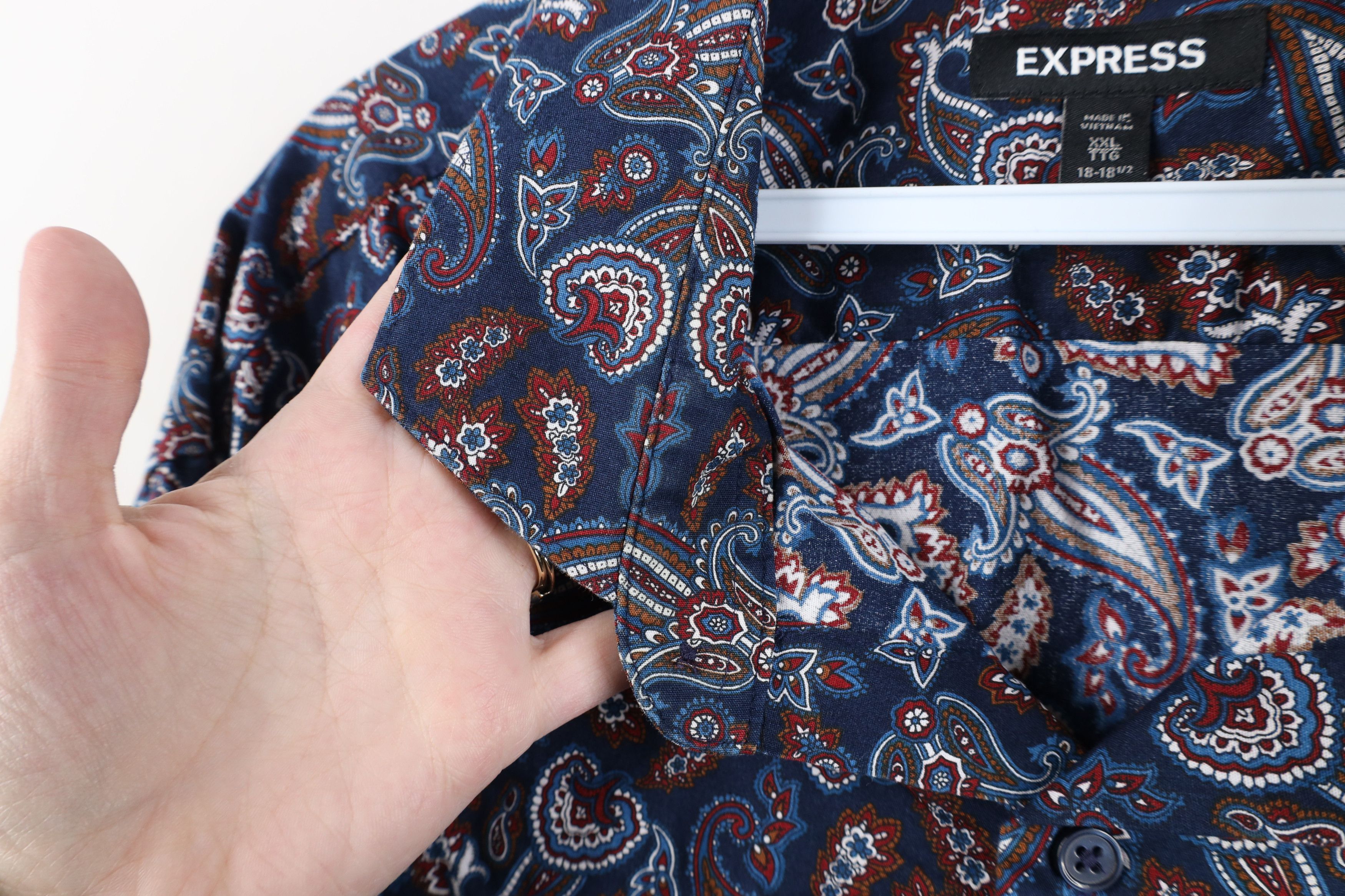 Express Express Slim Paisley Geometric Collared Button Shirt Cotton Size US XXL / EU 58 / 5 - 6 Thumbnail