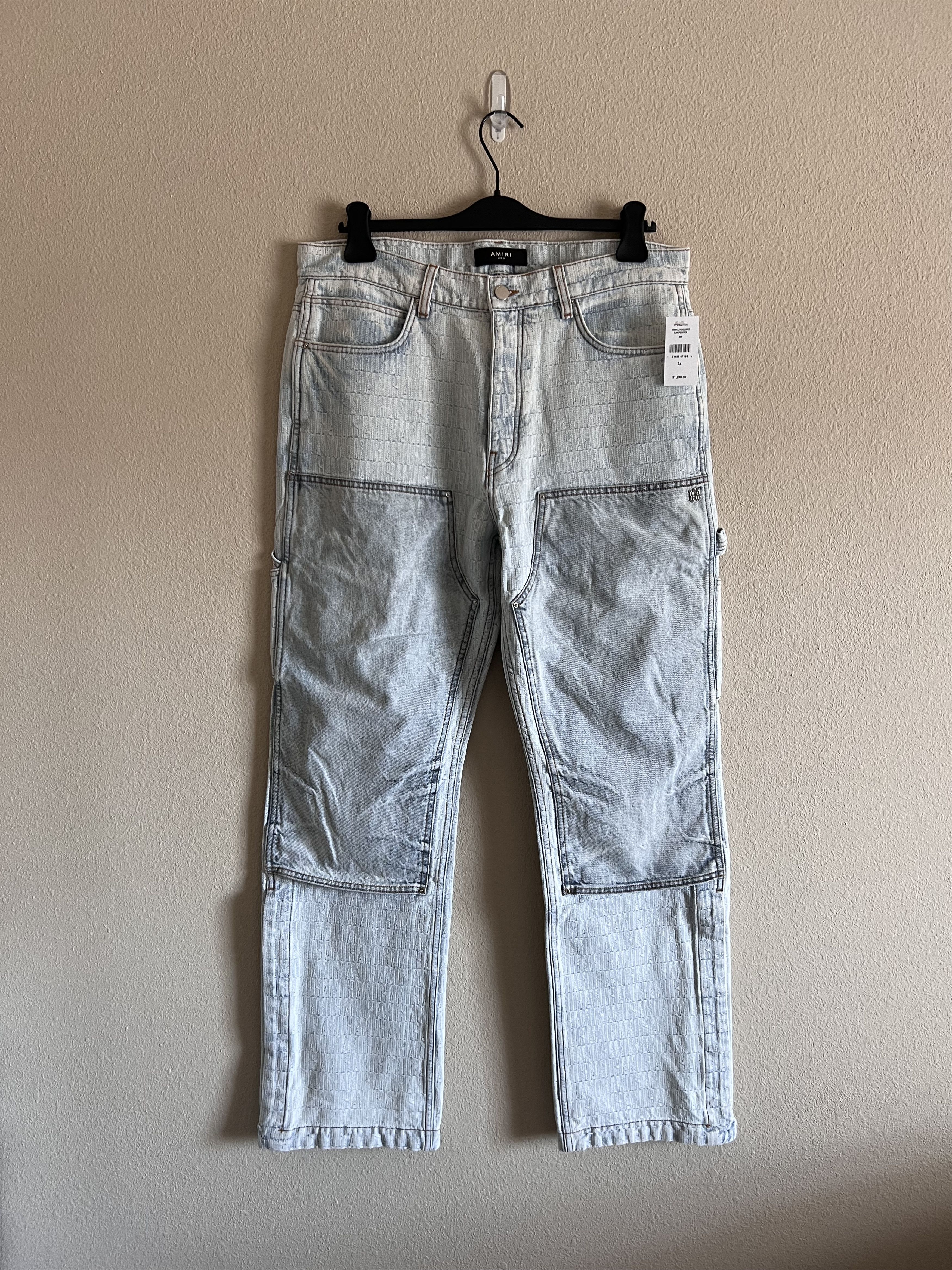 Amiri Amiri Denim Jacquard Carpenter Double Knee Pants Size US 34 / EU 50 - 1 Thumbnail